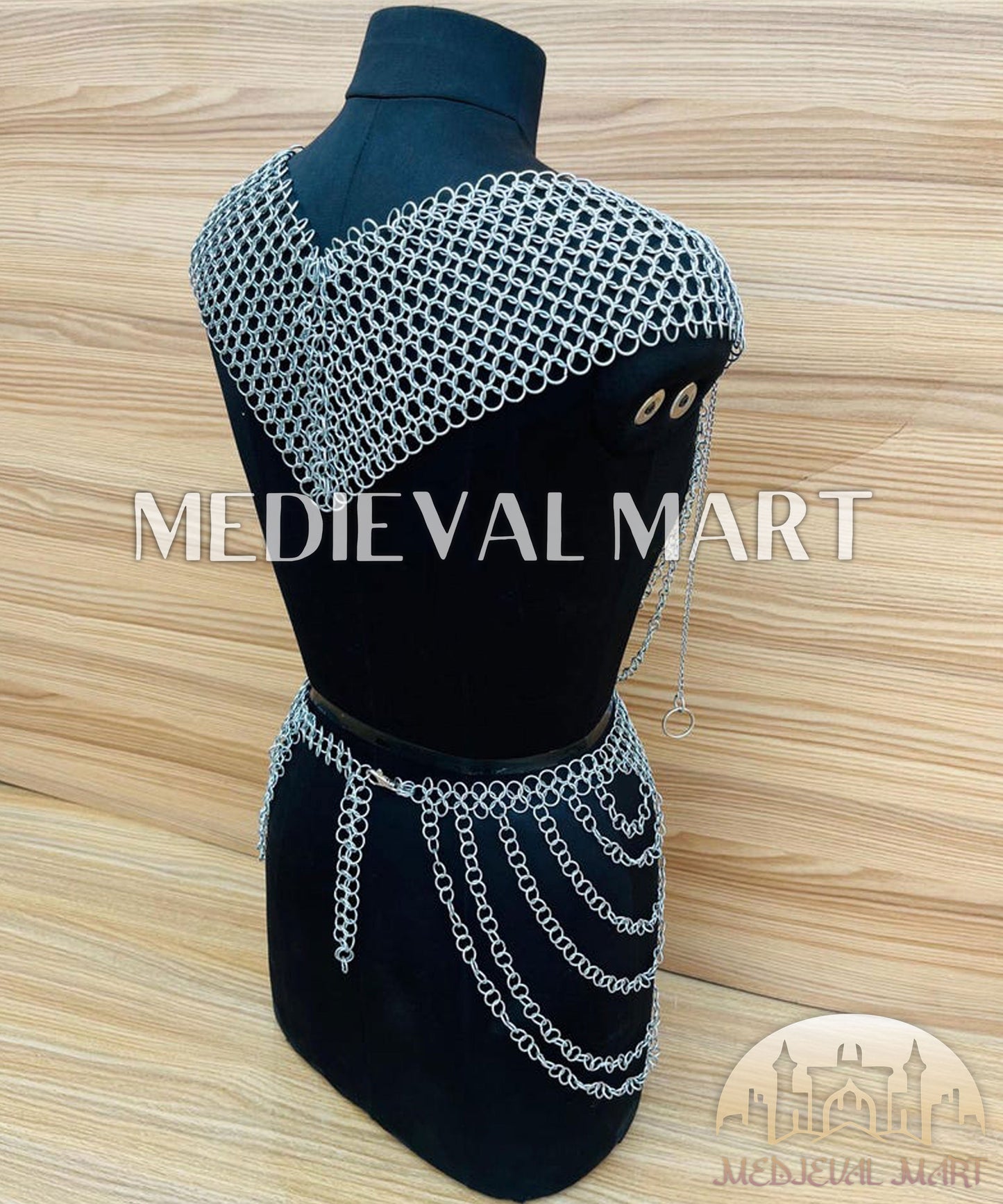 MEDIEVALMART FR Bouclier Viking Iconique Valhalla Noir/Gris – Ivar le Désossé avec Pointes en Fer | Cadeau pour Papa