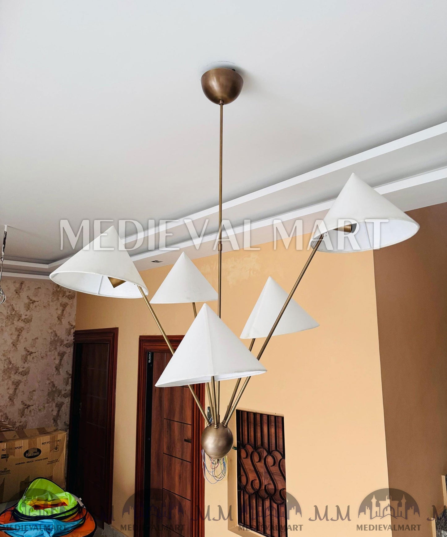 MEDIEVALMART FR Ensemble De Gantelets Dorés Inspirés De Sauron Witcher LOTR Avec Étoile Bleue – Gants D’Armure Cosplay