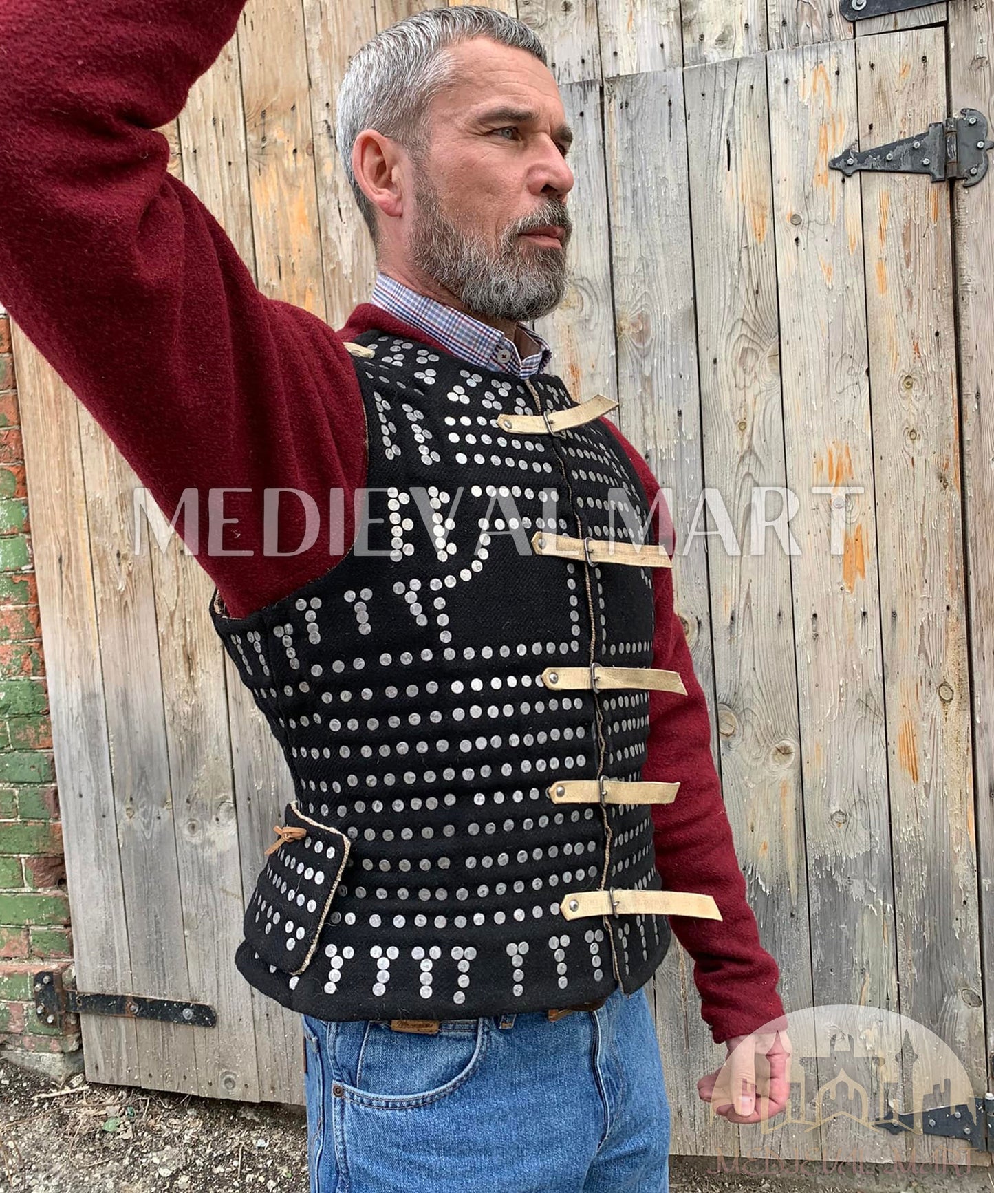 MEDIEVALMART  Armure Brigandine de la Renaissance – Luxe Simplifiée – PREMIUM Noir – À Plaques – Type Royal