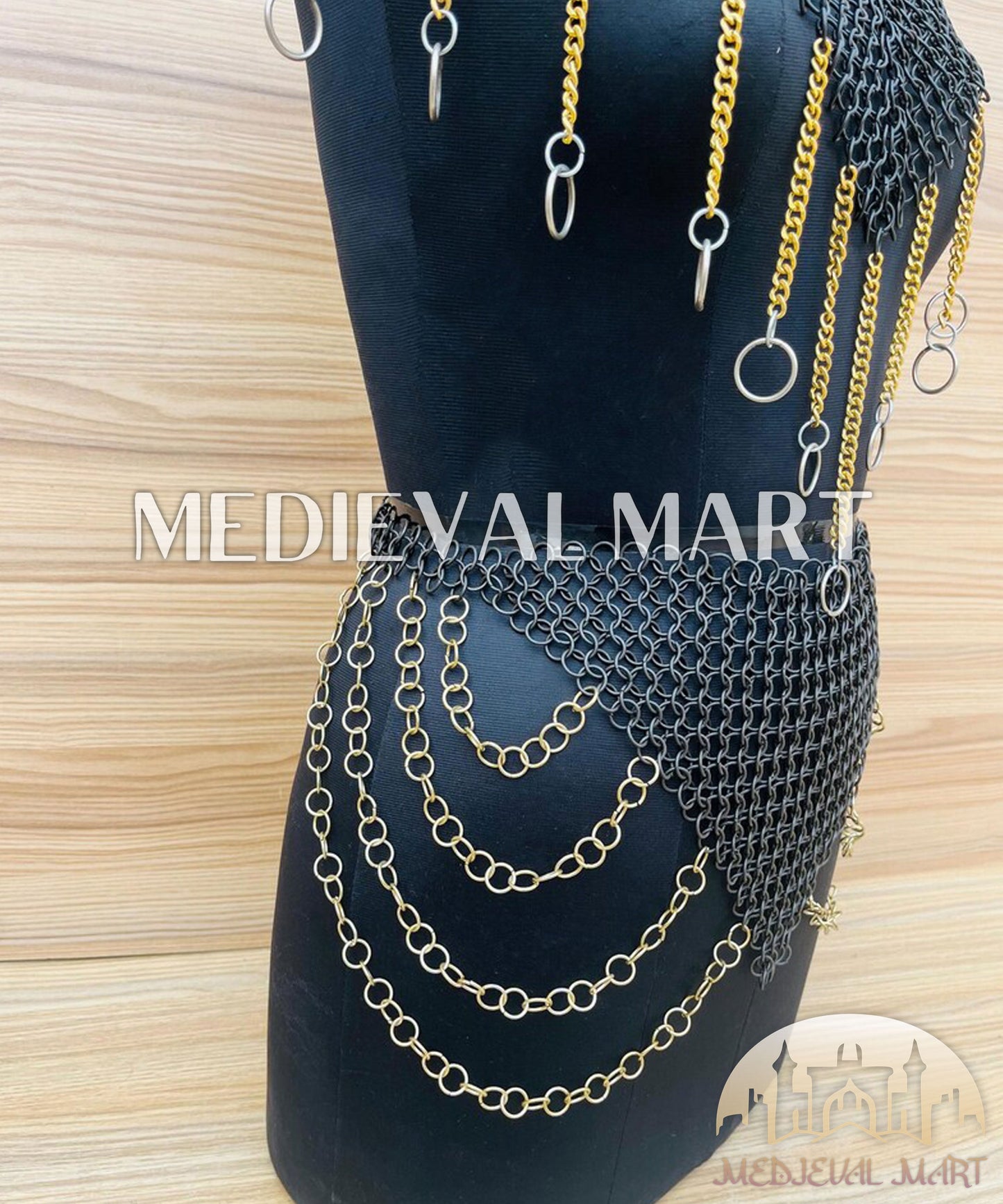 MEDIEVALMART FR Bouclier Viking Iconique Valhalla Noir/Gris – Ivar le Désossé avec Pointes en Fer | Cadeau pour Papa