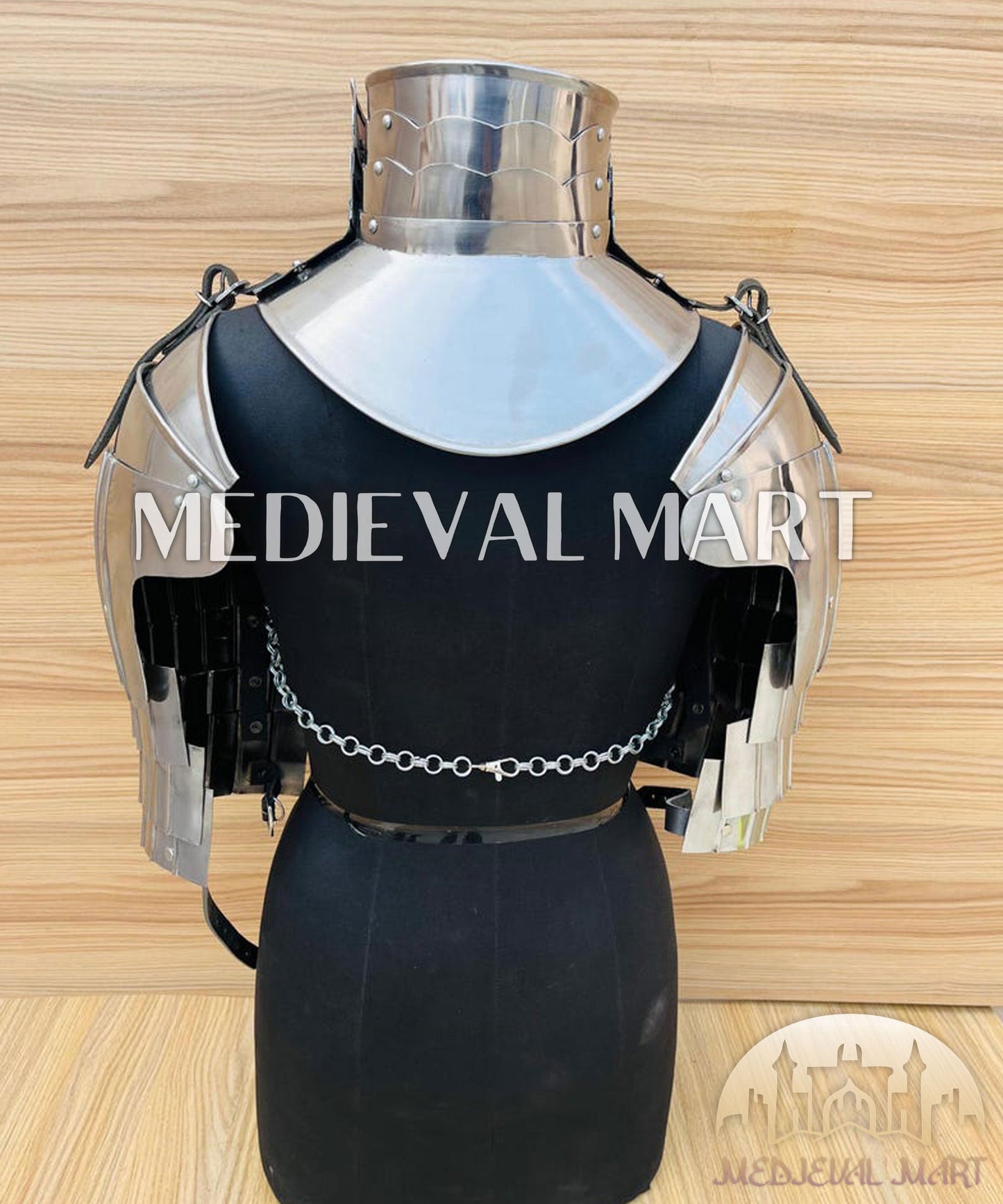 MEDIEVALMART FR Bouclier Viking Iconique Valhalla Noir/Gris – Ivar le Désossé avec Pointes en Fer | Cadeau pour Papa