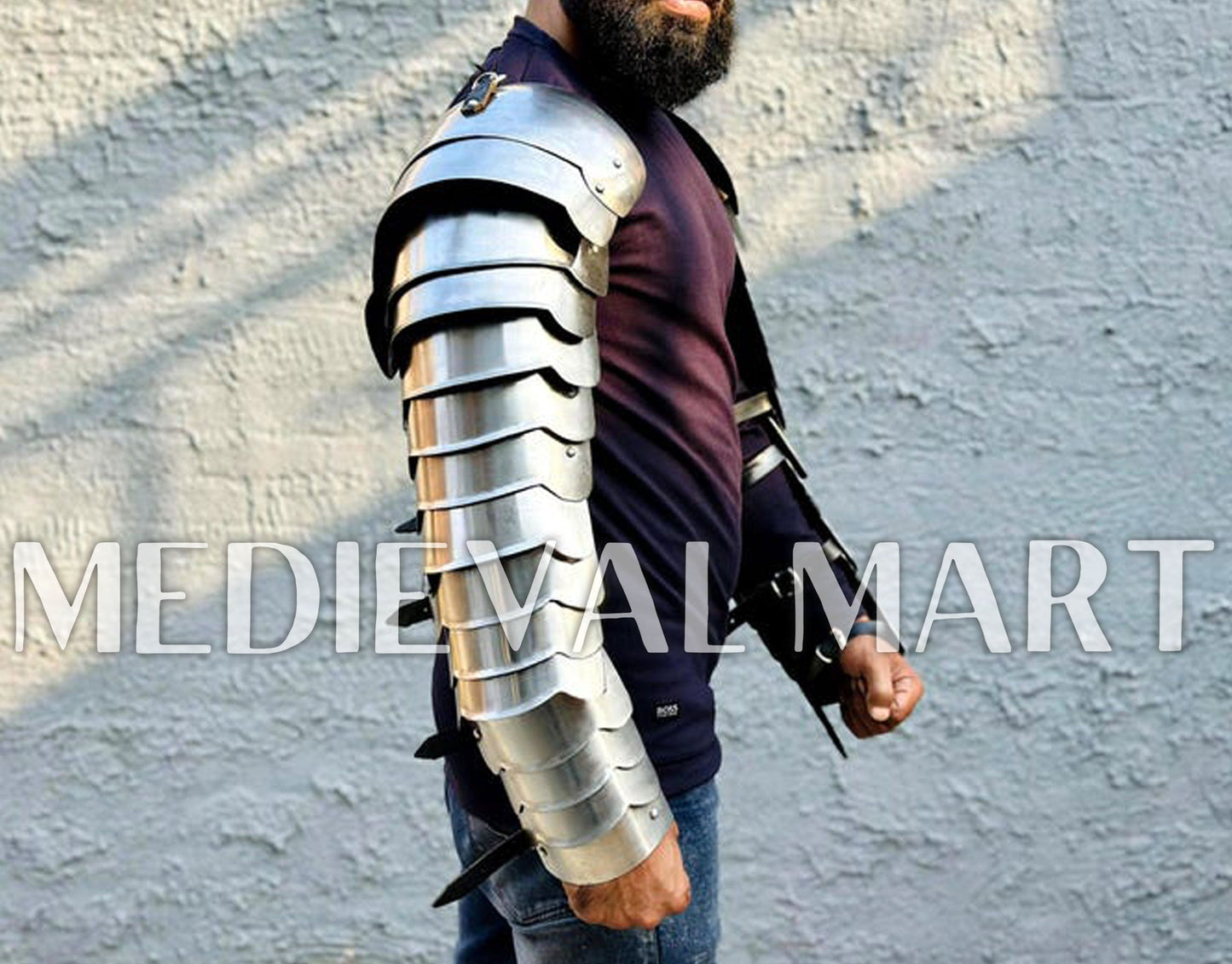 MEDIEVALMART FR Ensemble Exclusif De Gantelets Noirs Inspirés De Sauron Witcher LOTR Avec Décor Doré