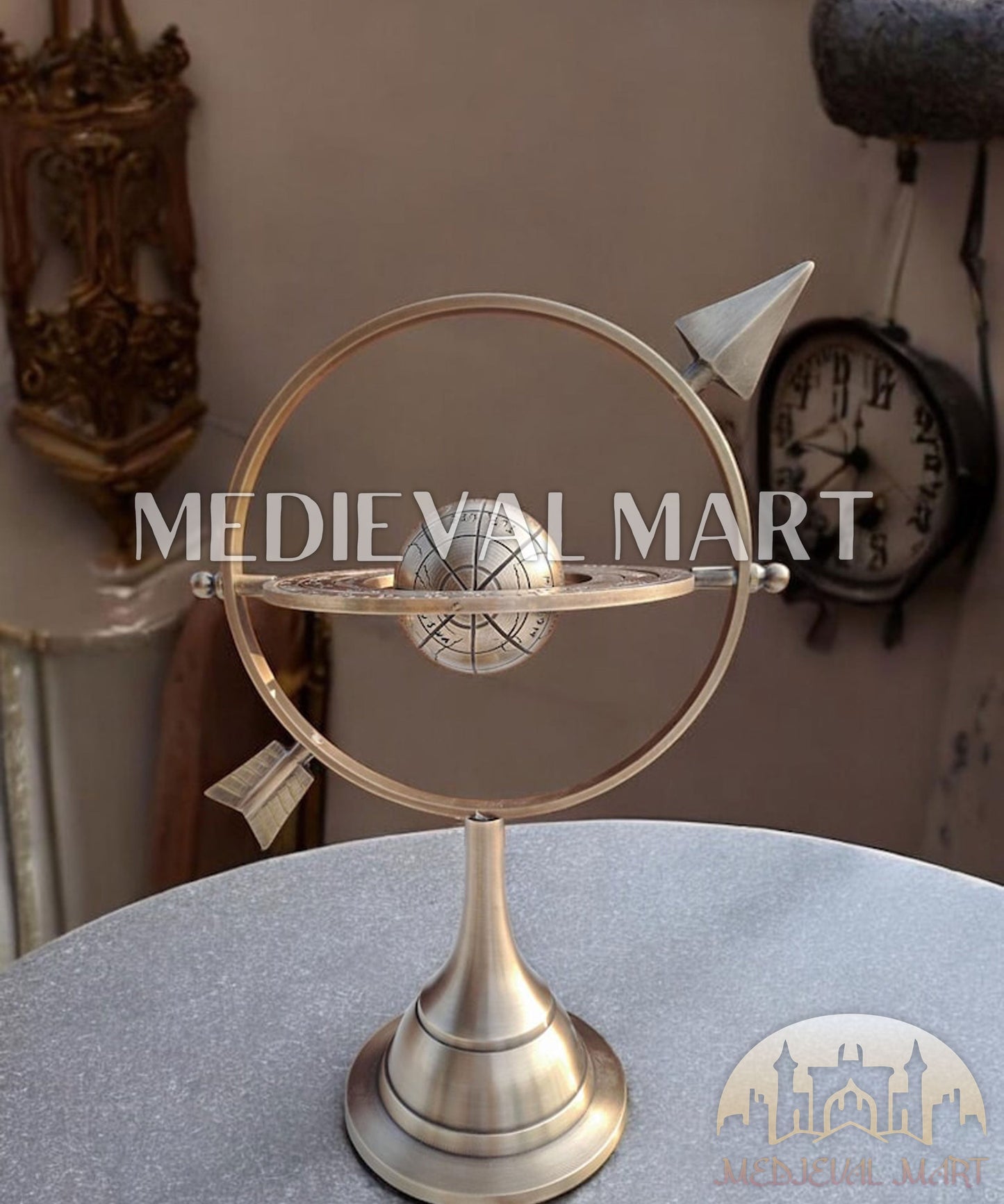 MEDIEVALMART FR Longue-Vue Nautique Antique 50X en Laiton – Télescope Portable de 18" pour Décoration Nautique