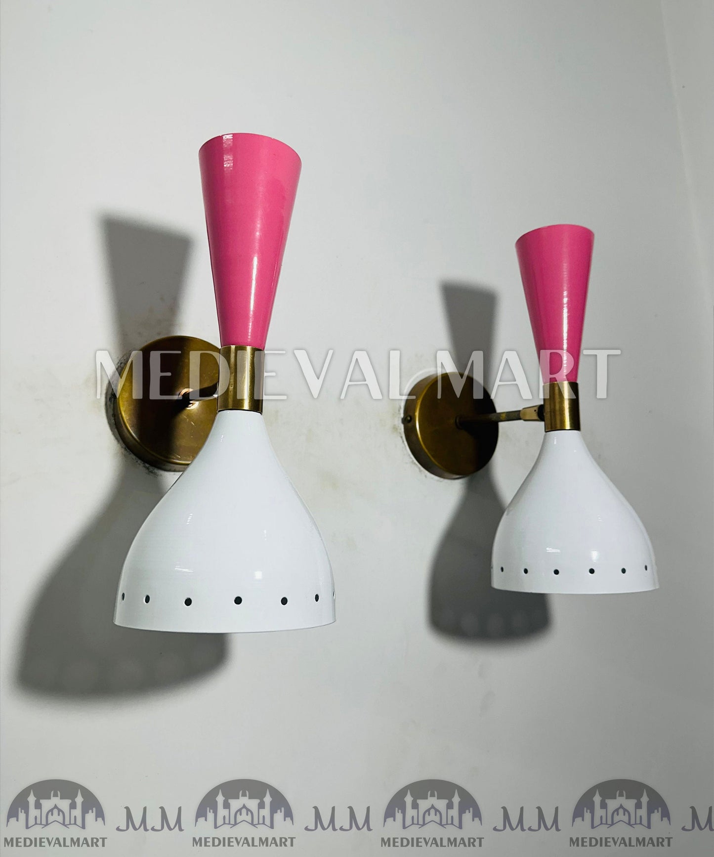 MEDIEVALMART FR Applique Murale À Double Cône En Laiton Marron, Lampe De Coiffeuse Fabriquée À La Main