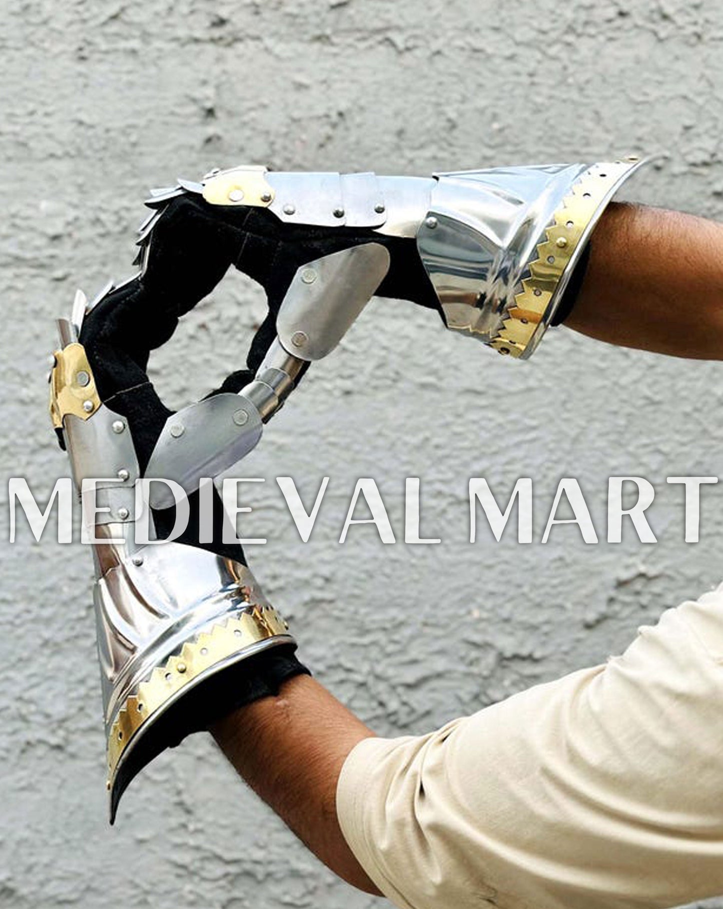 MEDIEVALMART FR Ensemble Exclusif De Gantelets Noirs Inspirés De Sauron Witcher LOTR Avec Décor Doré