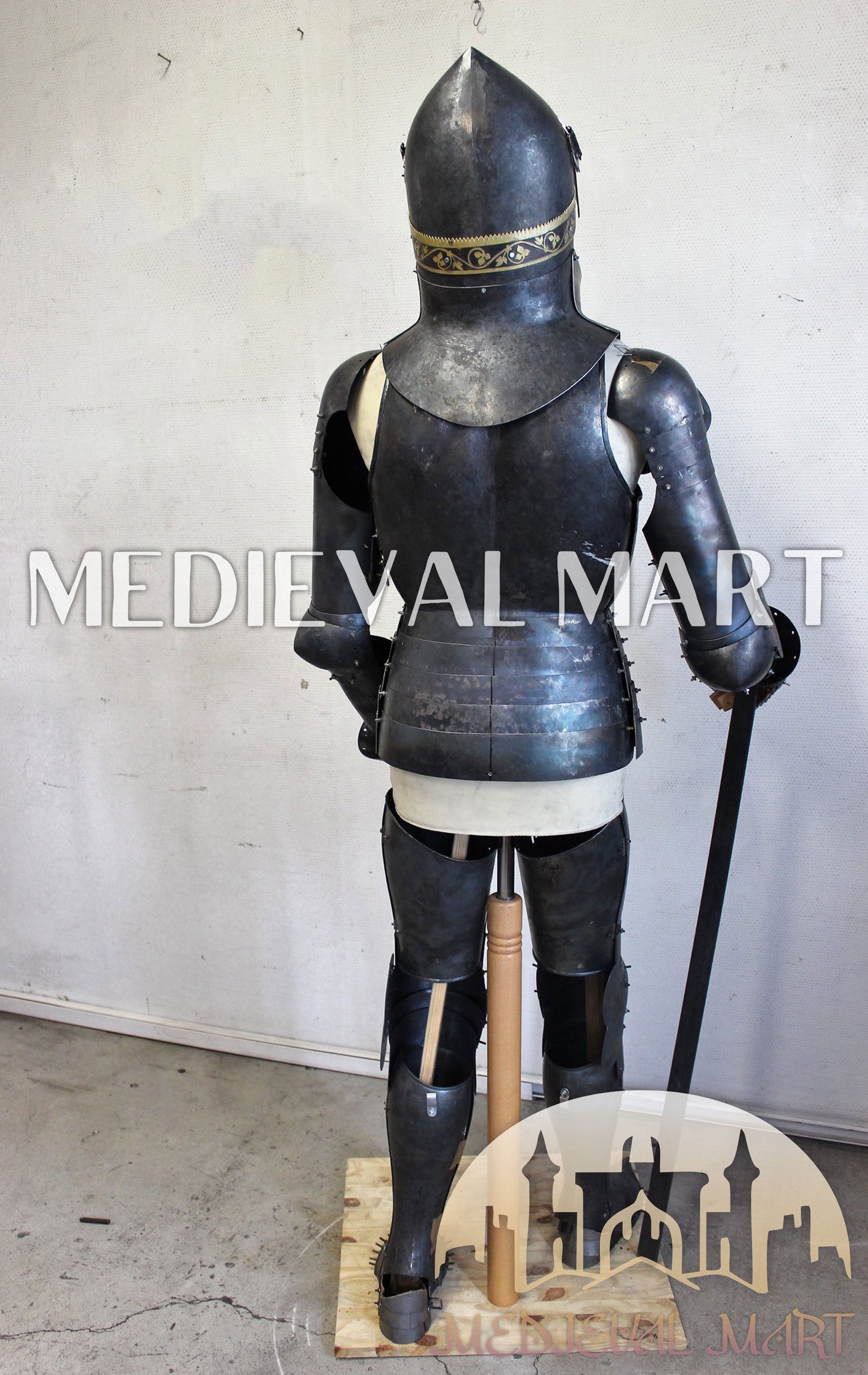MEDIEVALMART FR Armure de Combat du XIVe Siècle – Ensemble Complet d’Armure de Buhurt avec Bassinet Klappvisor & Épée