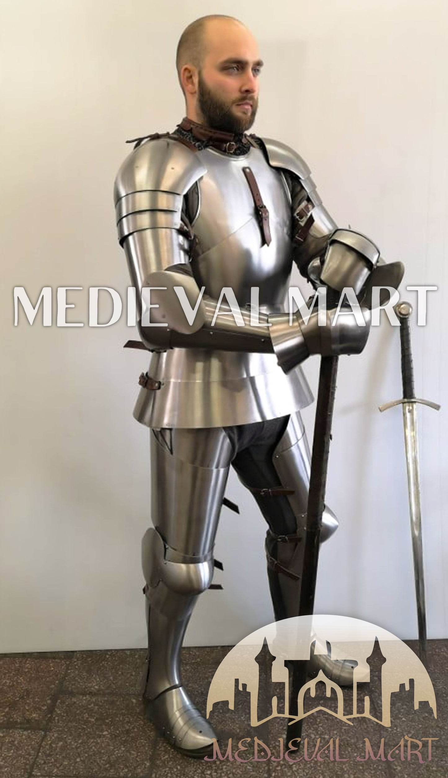 MEDIEVALMART FR Armure Médiévale de l’Empire Romain Kastenbrust – Armure Complète en Plaques avec Épée Alexander (ROA 1332)