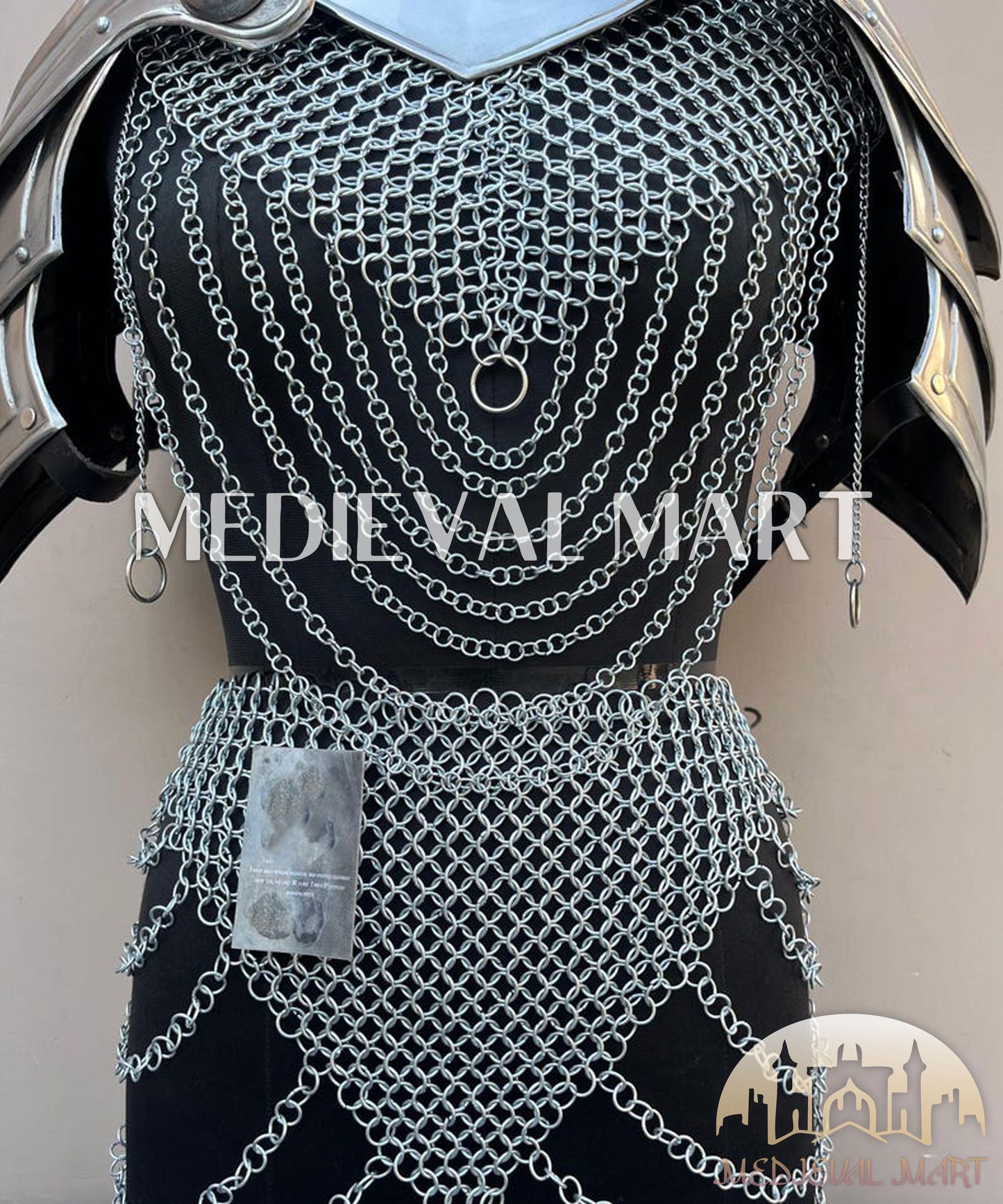 MEDIEVALMART FR Bouclier Viking Iconique Valhalla Noir/Gris – Ivar le Désossé avec Pointes en Fer | Cadeau pour Papa