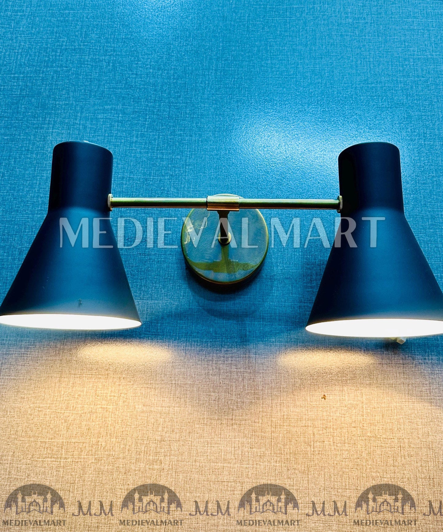 MEDIEVALMART FR Applique Murale À Double Cône En Laiton Marron, Lampe De Coiffeuse Fabriquée À La Main