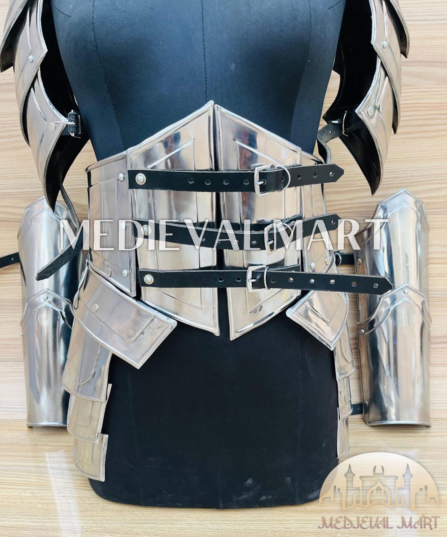 MEDIEVALMART FR Bouclier Viking Iconique Valhalla Noir/Gris – Ivar le Désossé avec Pointes en Fer | Cadeau pour Papa