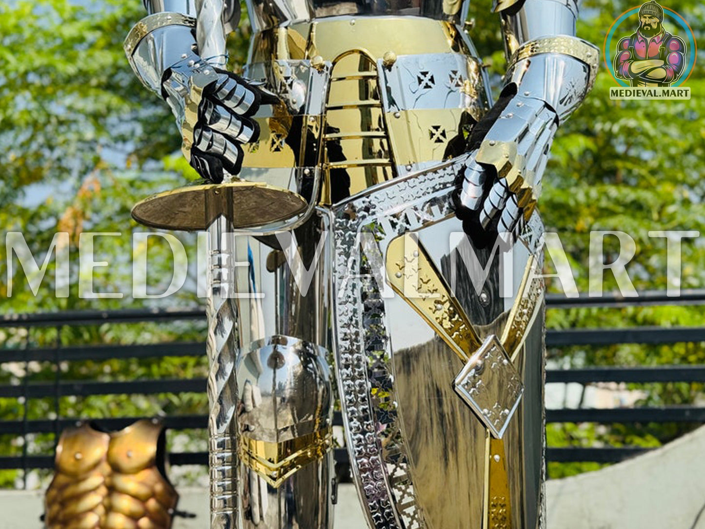 MEDIEVALMART FR Armure Médiévale de l’Empire Romain Kastenbrust – Armure Complète en Plaques avec Épée Alexander (ROA 1332)