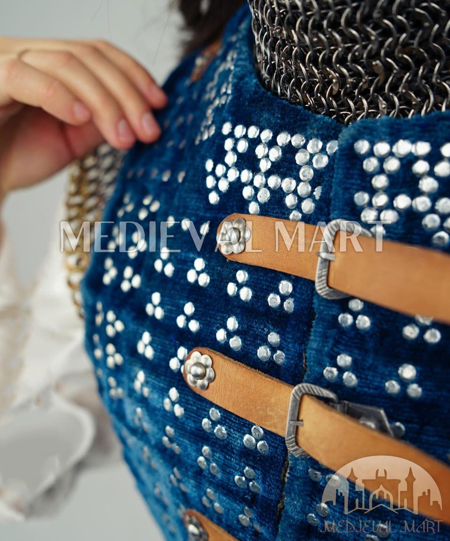 MEDIEVALMART  Brigandine Renaissance Espagnole PREMIUM Bleue – Édition Spéciale Femme – Idéale pour Adolescentes