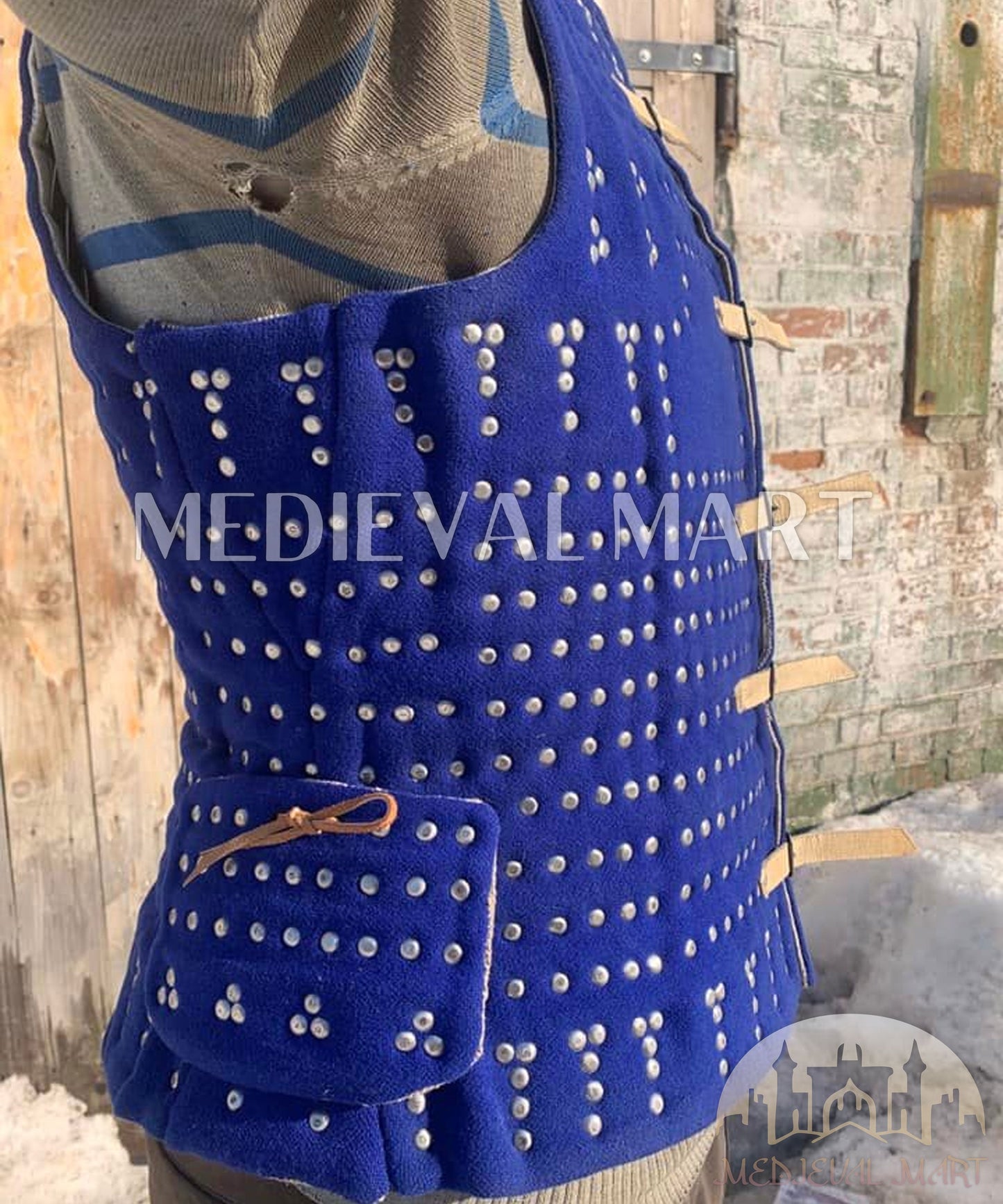 Armure Historique Renaissance – Brigandine à Plaques – PREMIUM Bleu – Type Royal – Wimbledon