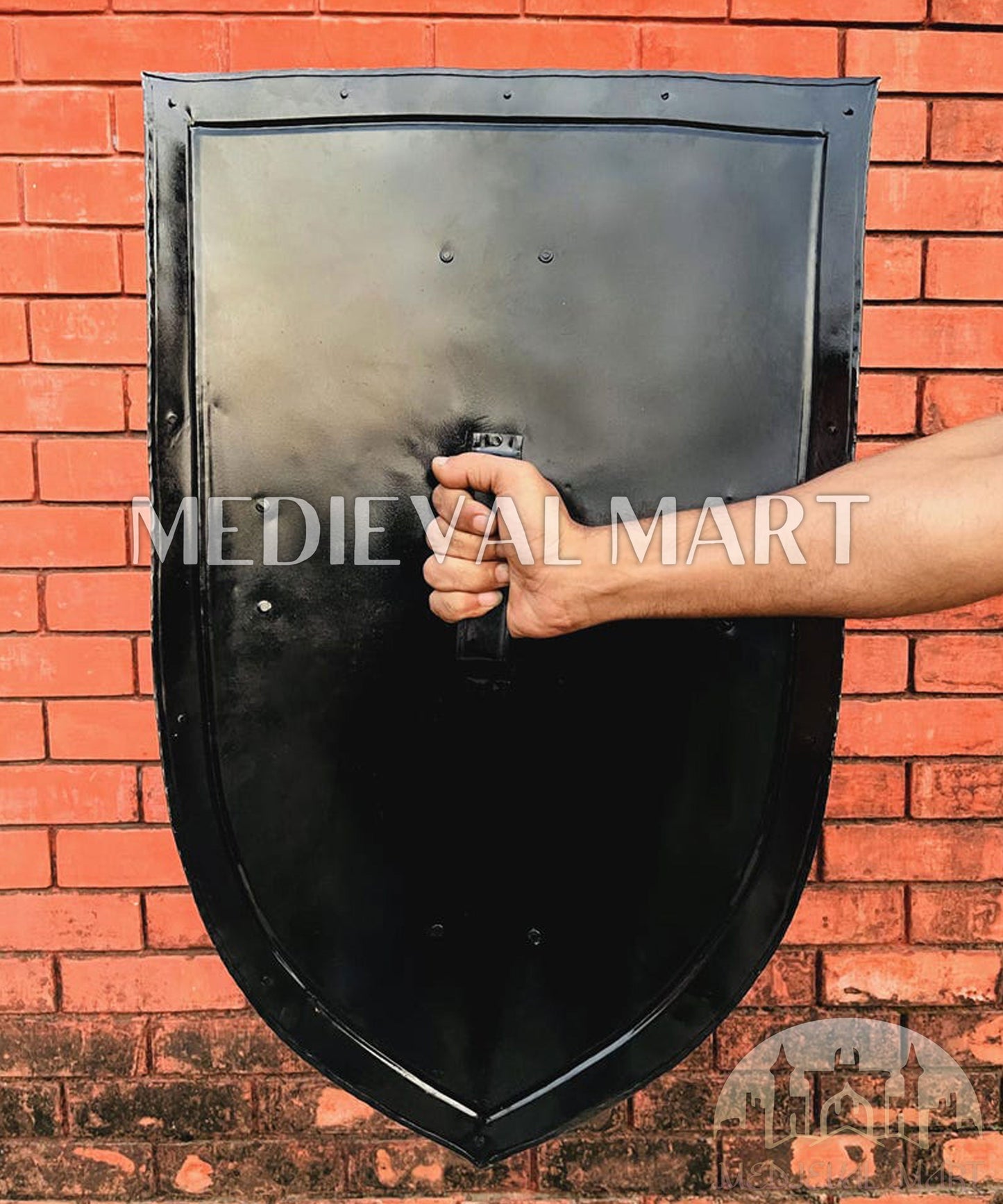 MEDIEVALMART FR Bouclier Médiéval Templier Inspiré de la Croix Zelda & Diable en Bois – Finition Bleue & Or | Cadeau pour Noël