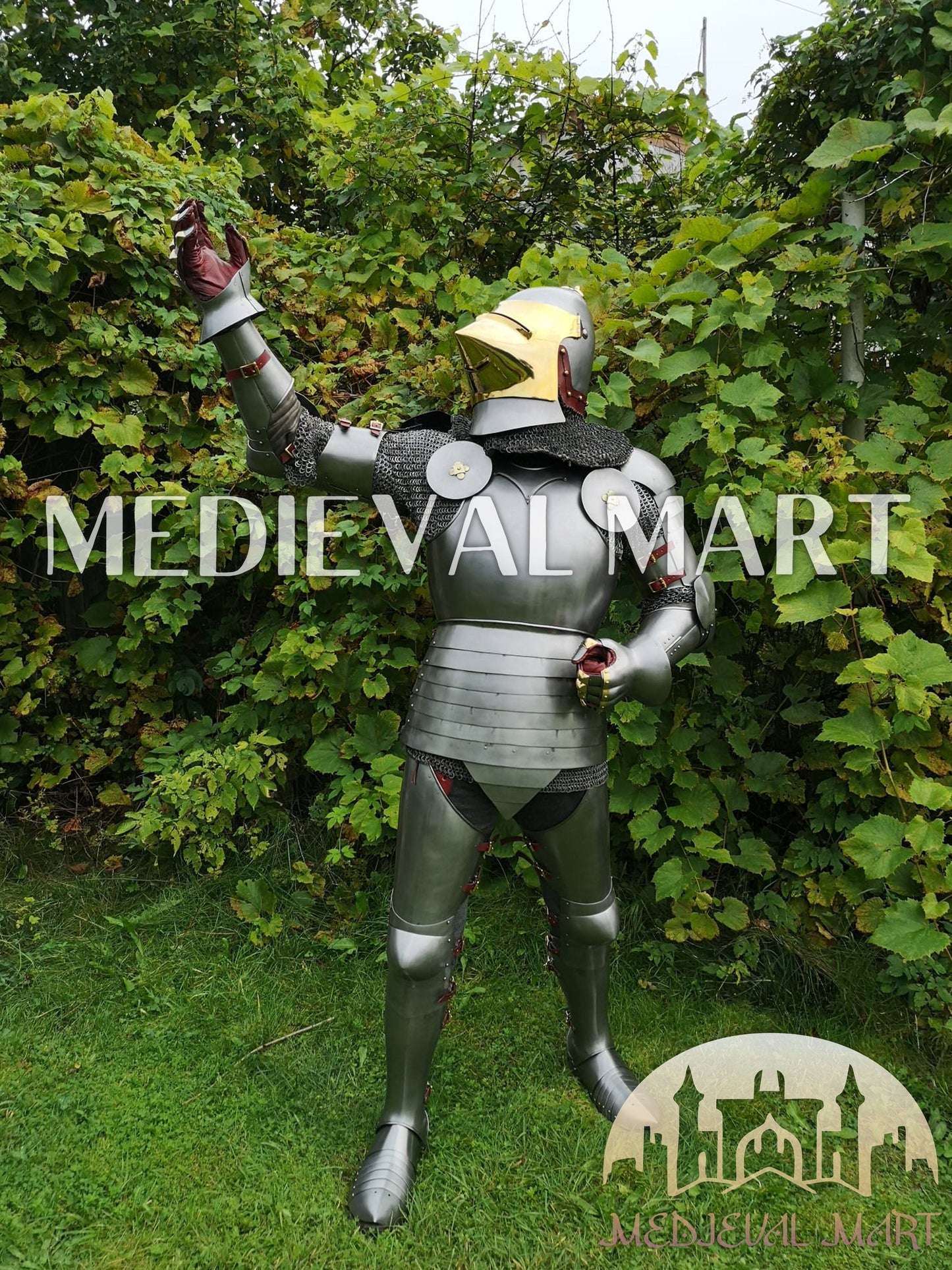 MEDIEVALMART FR Armure Médiévale de l’Empire Romain Kastenbrust – Armure Complète en Plaques avec Épée Alexander (ROA 1332)