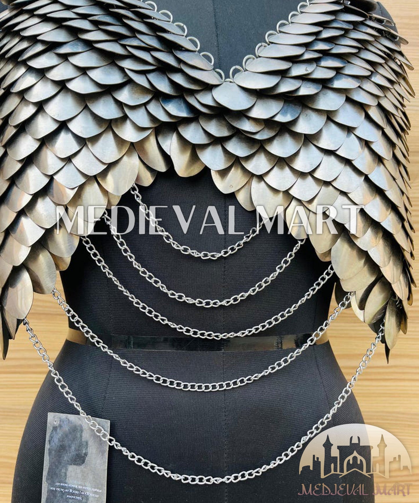 MEDIEVALMART FR Bouclier Viking Iconique Valhalla Noir/Gris – Ivar le Désossé avec Pointes en Fer | Cadeau pour Papa