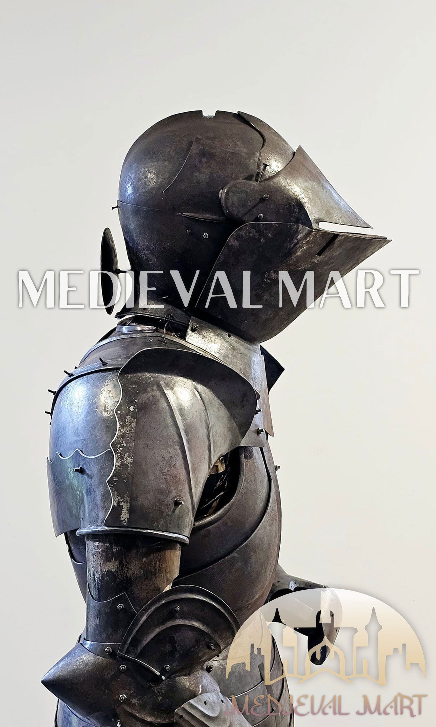 MEDIEVALMART FR Armure de Combat du XIVe Siècle – Ensemble Complet d’Armure de Buhurt avec Bassinet Klappvisor & Épée