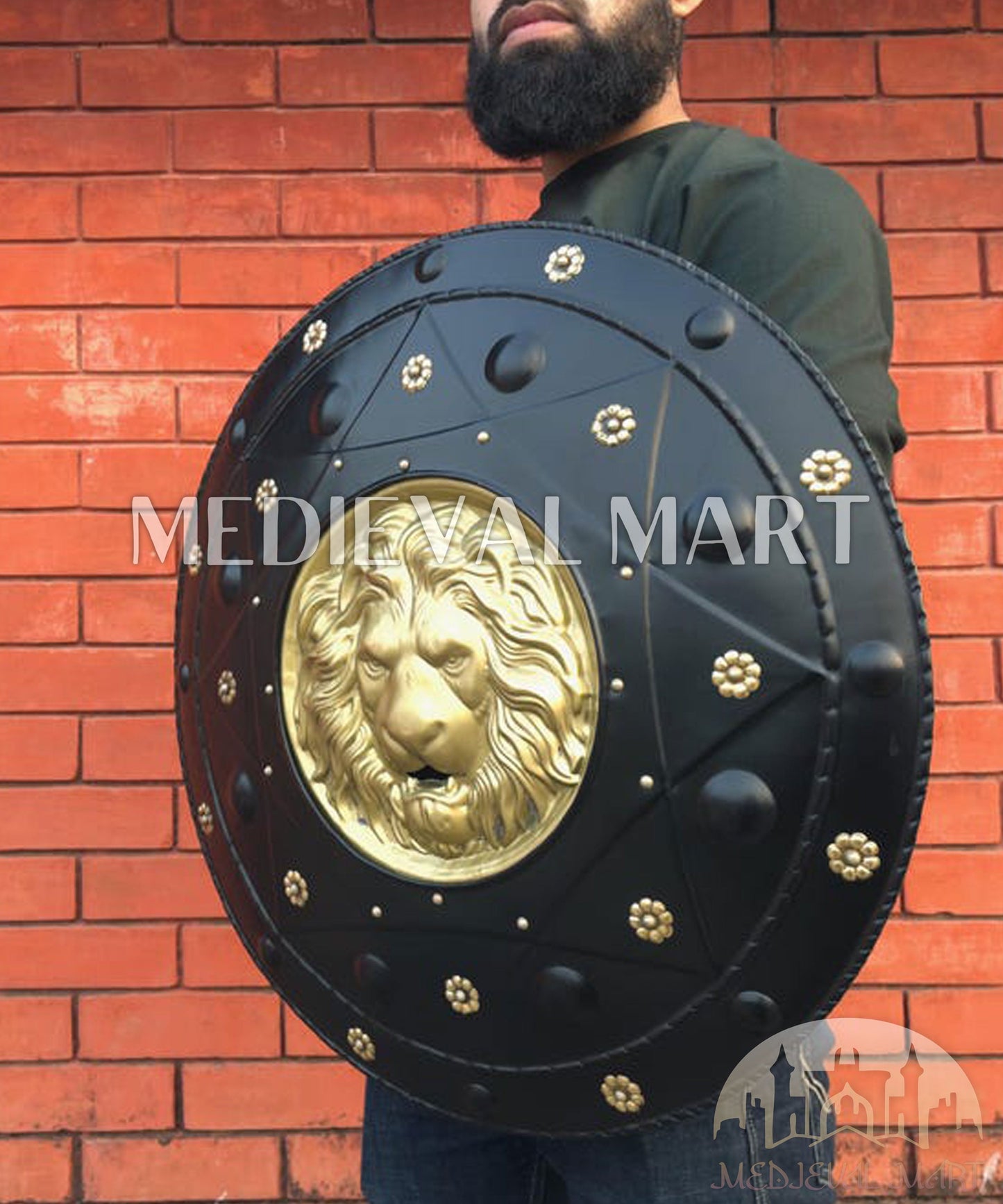 MEDIEVALMART FR Bouclier Médiéval Templier Inspiré de la Croix Zelda & Diable en Bois – Finition Bleue & Or | Cadeau pour Noël