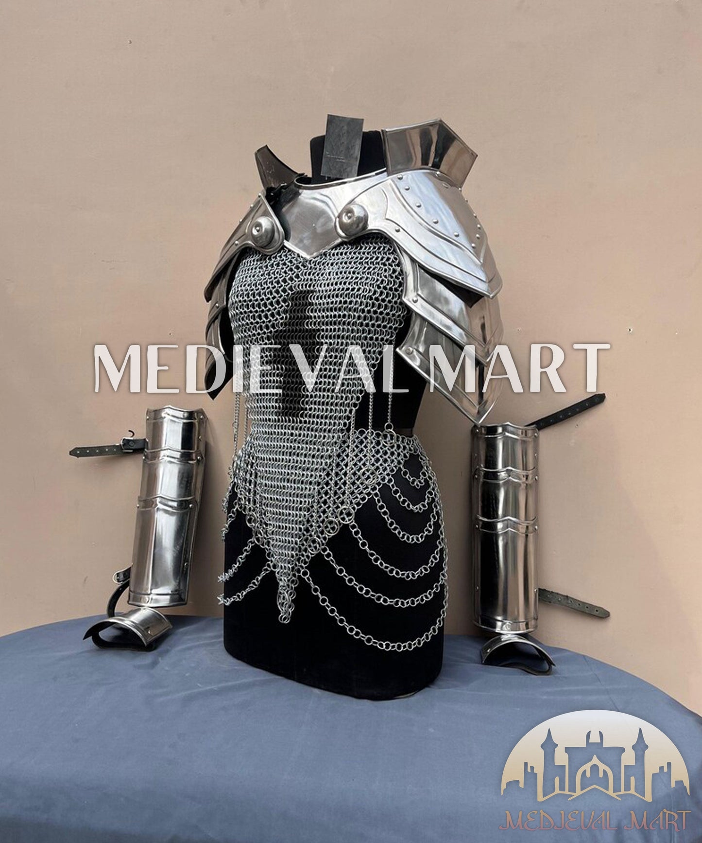 MEDIEVALMART FR Armure de Combat du XIVe Siècle – Ensemble Complet d’Armure de Buhurt avec Bassinet Klappvisor & Épée