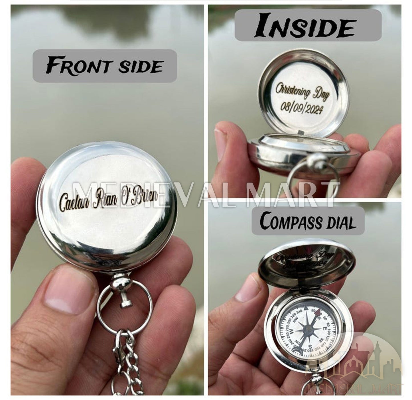 MEDIEVALMART FR Boussole Nautique Vintage Trip Gear en Laiton – Finition Or Brillant avec Base en Bois | Cadeau pour Maman