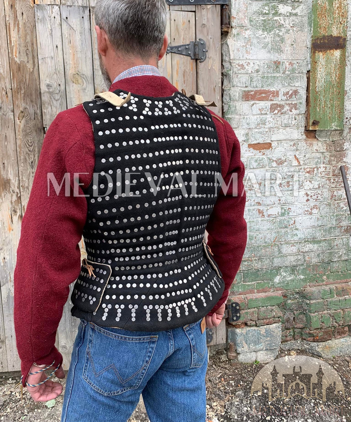 MEDIEVALMART  Armure Brigandine de la Renaissance – Luxe Simplifiée – PREMIUM Noir – À Plaques – Type Royal