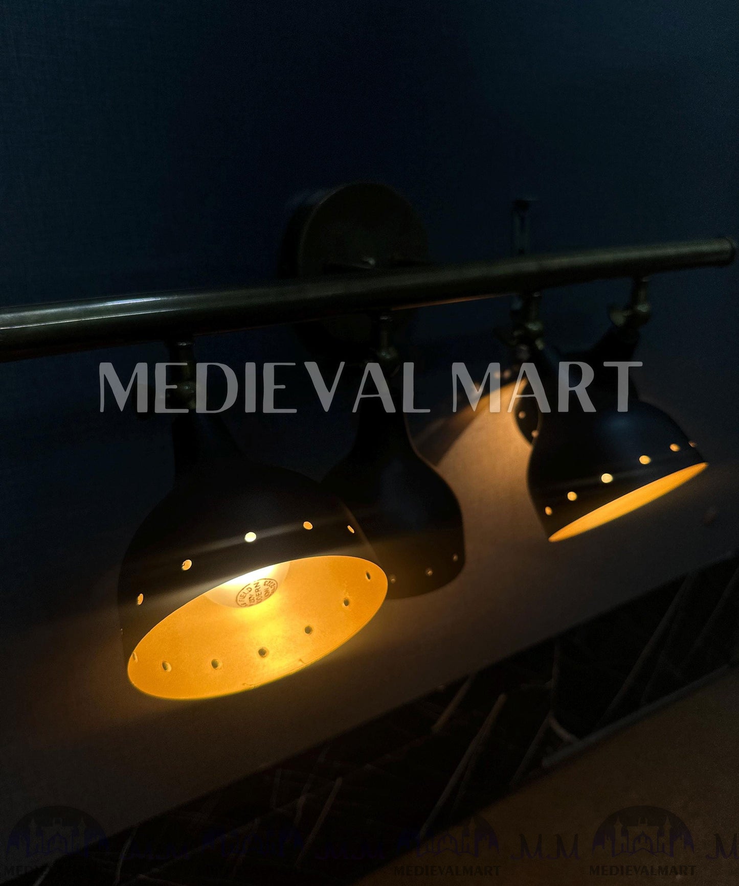 MEDIEVALMART FR Applique Murale À Double Cône En Laiton Marron, Lampe De Coiffeuse Fabriquée À La Main