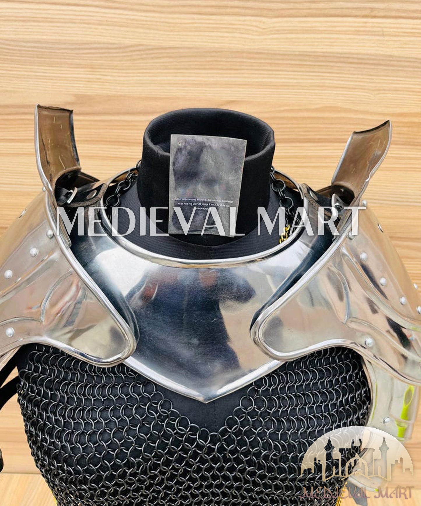 MEDIEVALMART FR Bouclier Viking Iconique Valhalla Noir/Gris – Ivar le Désossé avec Pointes en Fer | Cadeau pour Papa