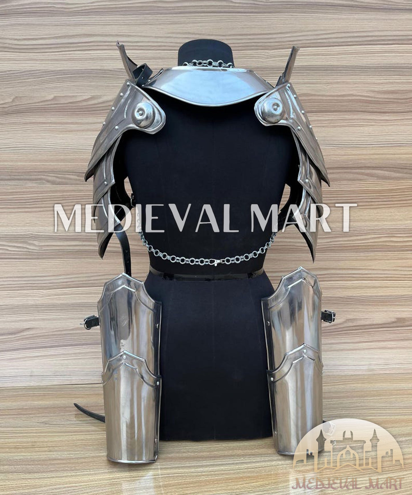 MEDIEVALMART FR Bouclier Viking Iconique Valhalla Noir/Gris – Ivar le Désossé avec Pointes en Fer | Cadeau pour Papa