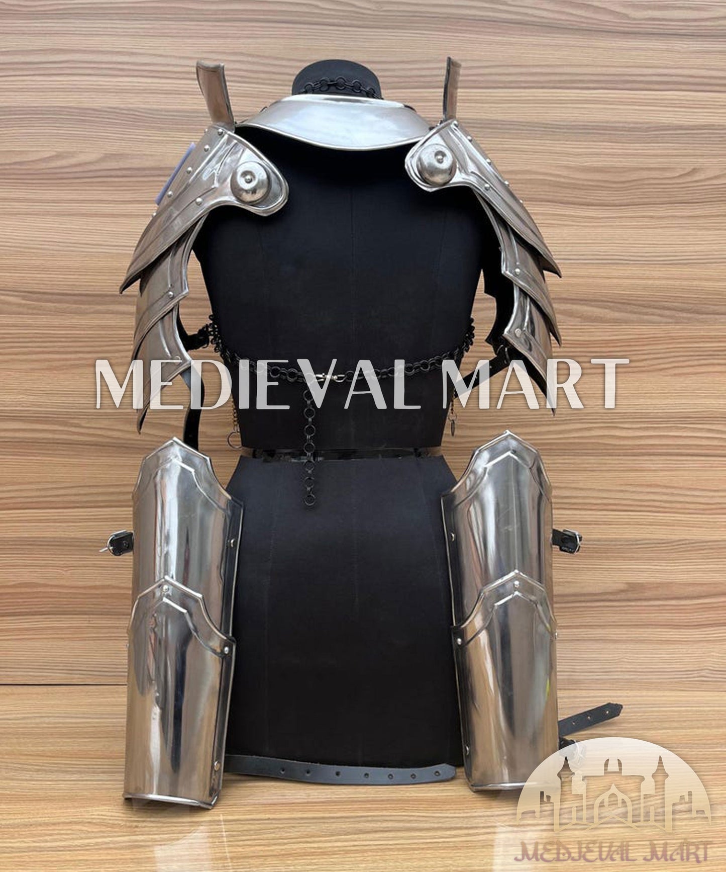 MEDIEVALMART FR Bouclier Viking Iconique Valhalla Noir/Gris – Ivar le Désossé avec Pointes en Fer | Cadeau pour Papa