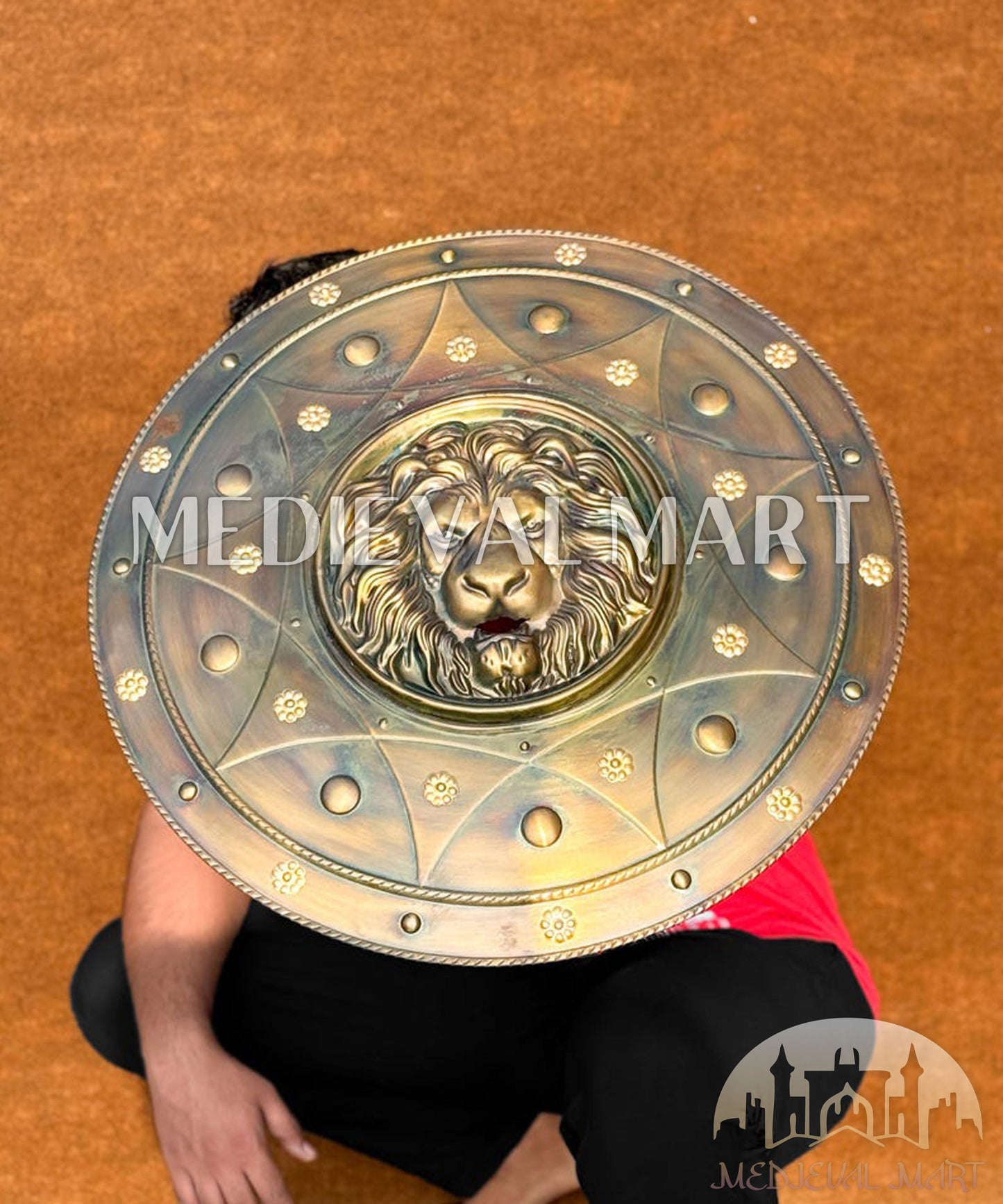 MEDIEVALMART FR Bouclier Médiéval Templier Inspiré de la Croix Zelda & Diable en Bois – Finition Bleue & Or | Cadeau pour Noël