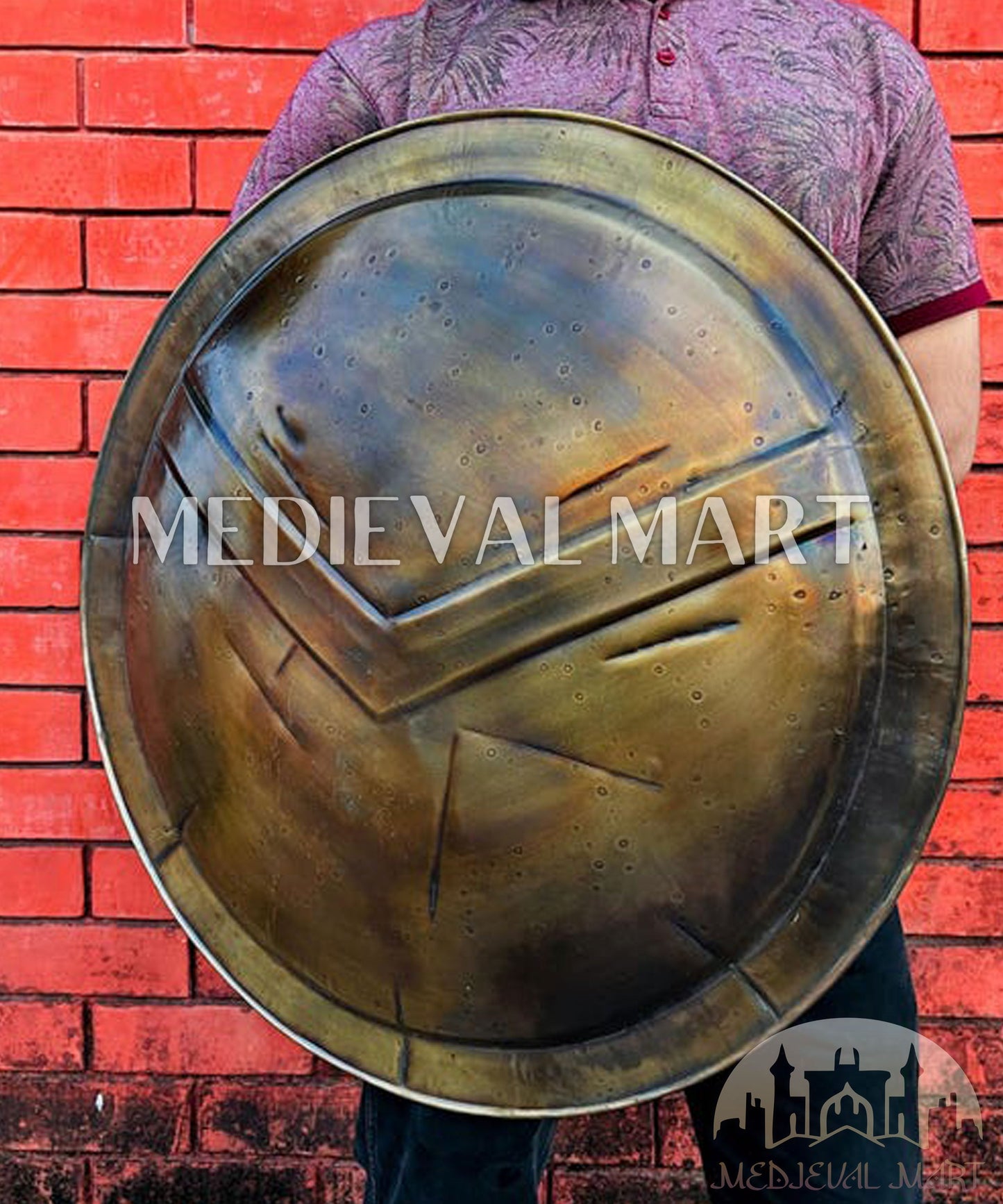MEDIEVALMART FR Bouclier Viking Iconique Jarl Borg à Pointes en Fer – Bouclier Viking Battleworn | Cadeau pour Papa
