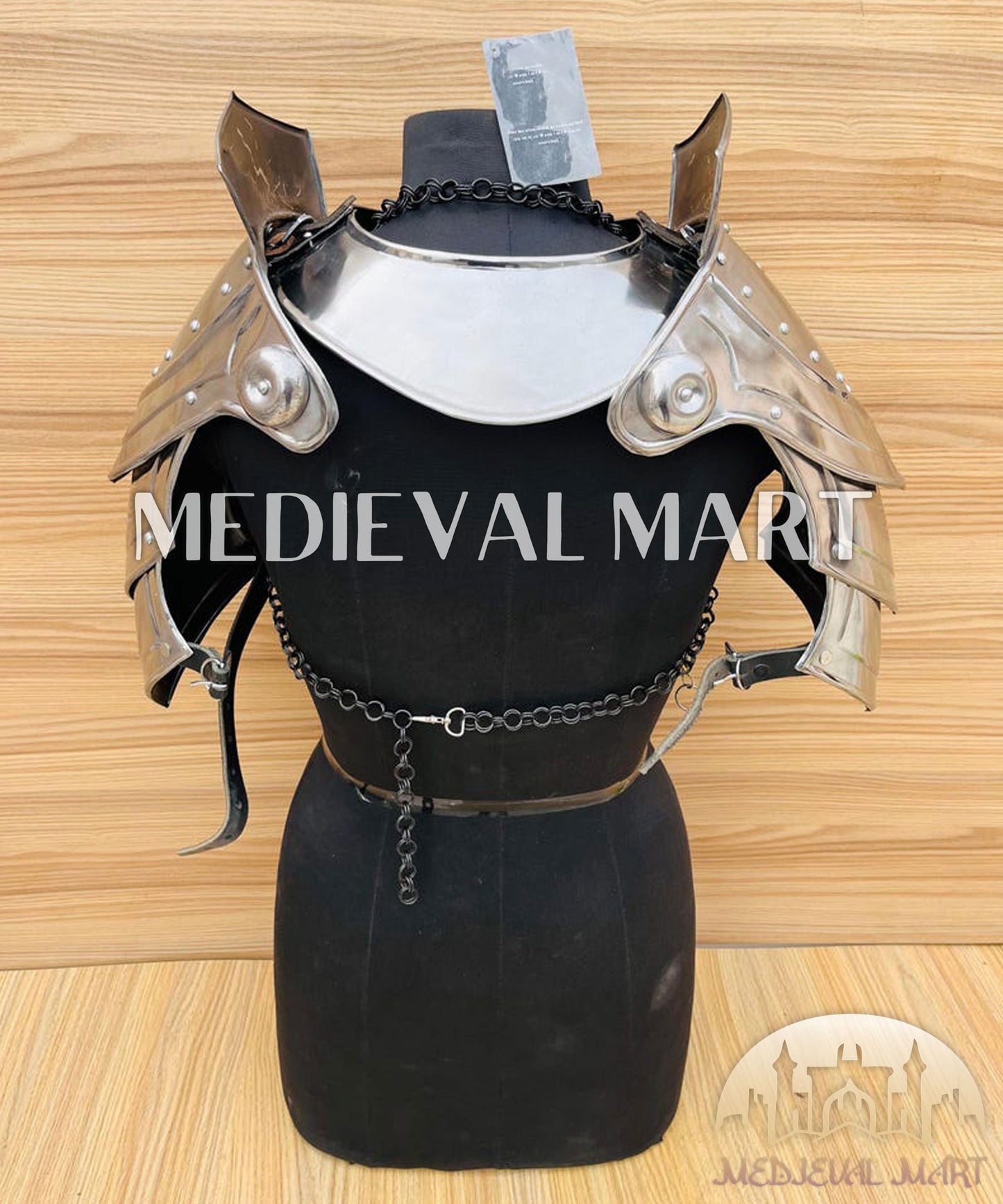 MEDIEVALMART FR Bouclier Viking Iconique Valhalla Noir/Gris – Ivar le Désossé avec Pointes en Fer | Cadeau pour Papa