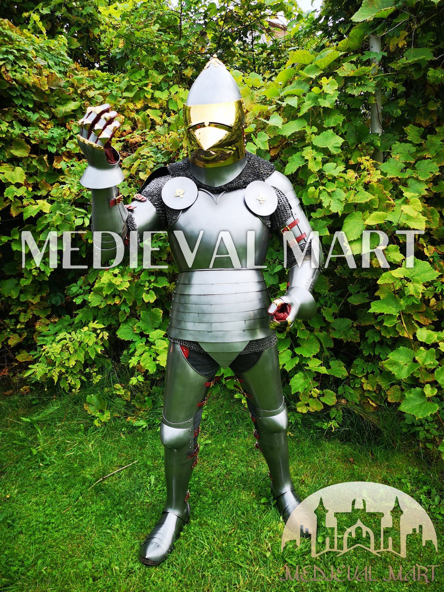 MEDIEVALMART FR Armure Médiévale de l’Empire Romain Kastenbrust – Armure Complète en Plaques avec Épée Alexander (ROA 1332)