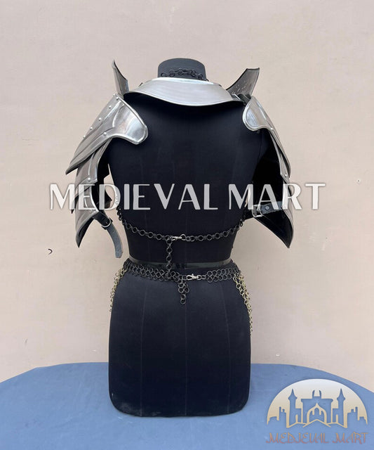 MEDIEVALMART FR Bouclier Viking Iconique Valhalla Noir/Gris – Ivar le Désossé avec Pointes en Fer | Cadeau pour Papa