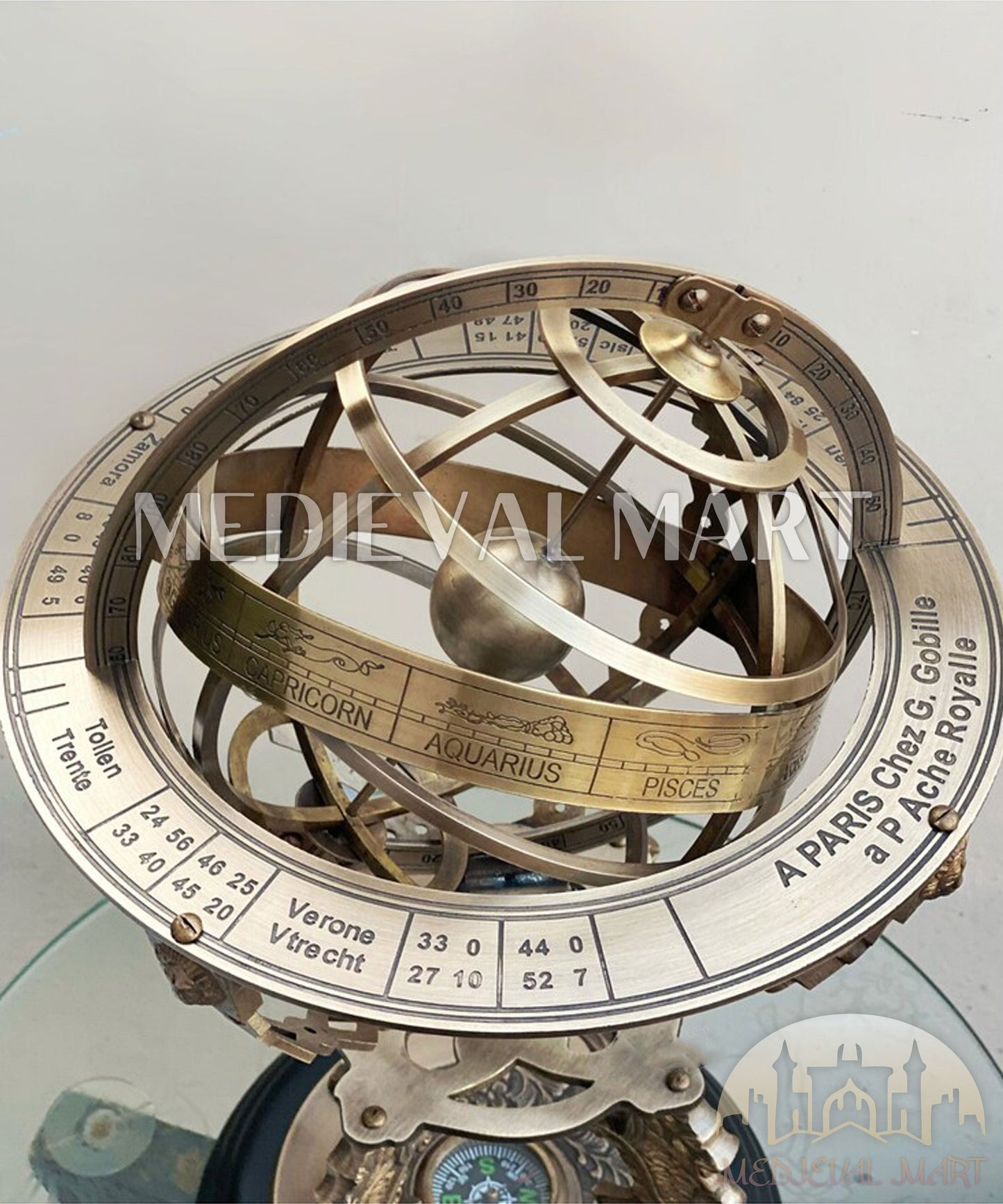 MEDIEVALMART FR Longue-Vue Nautique Antique 50X en Laiton – Télescope Portable de 18" pour Décoration Nautique