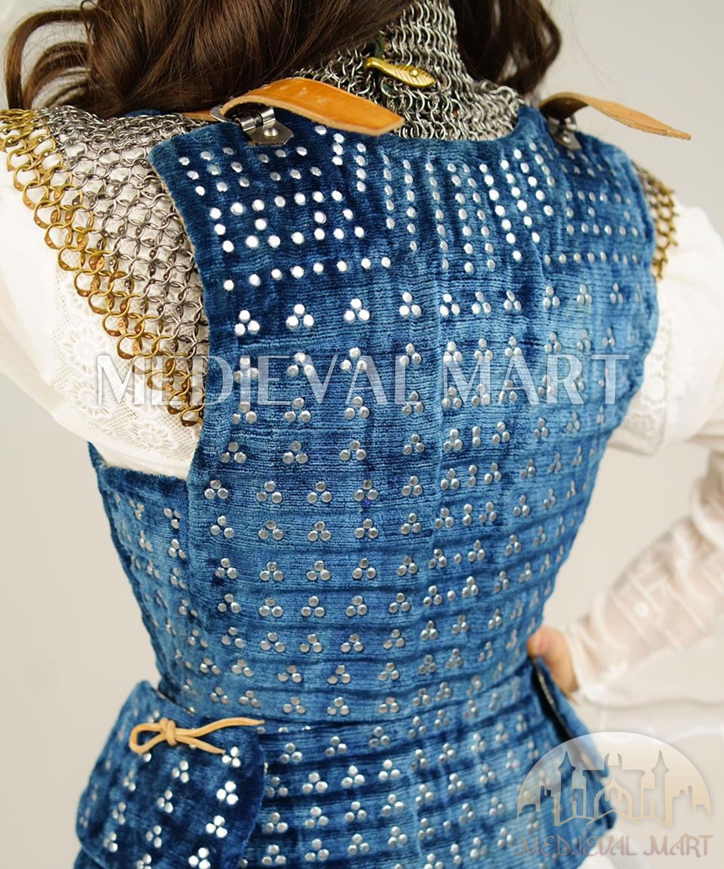 MEDIEVALMART  Brigandine Renaissance Espagnole PREMIUM Bleue – Édition Spéciale Femme – Idéale pour Adolescentes