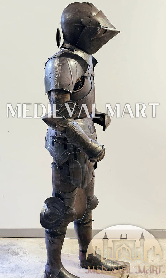 MEDIEVALMART FR Armure de Combat du XIVe Siècle – Ensemble Complet d’Armure de Buhurt avec Bassinet Klappvisor & Épée