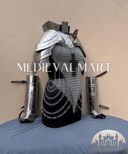 MEDIEVALMART FR Armure de Combat du XIVe Siècle – Ensemble Complet d’Armure de Buhurt avec Bassinet Klappvisor & Épée