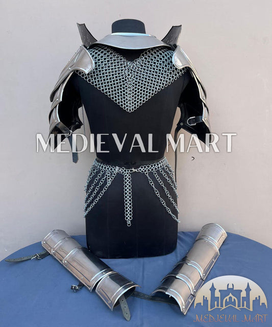 MEDIEVALMART FR Bouclier Viking Iconique Valhalla Noir/Gris – Ivar le Désossé avec Pointes en Fer | Cadeau pour Papa