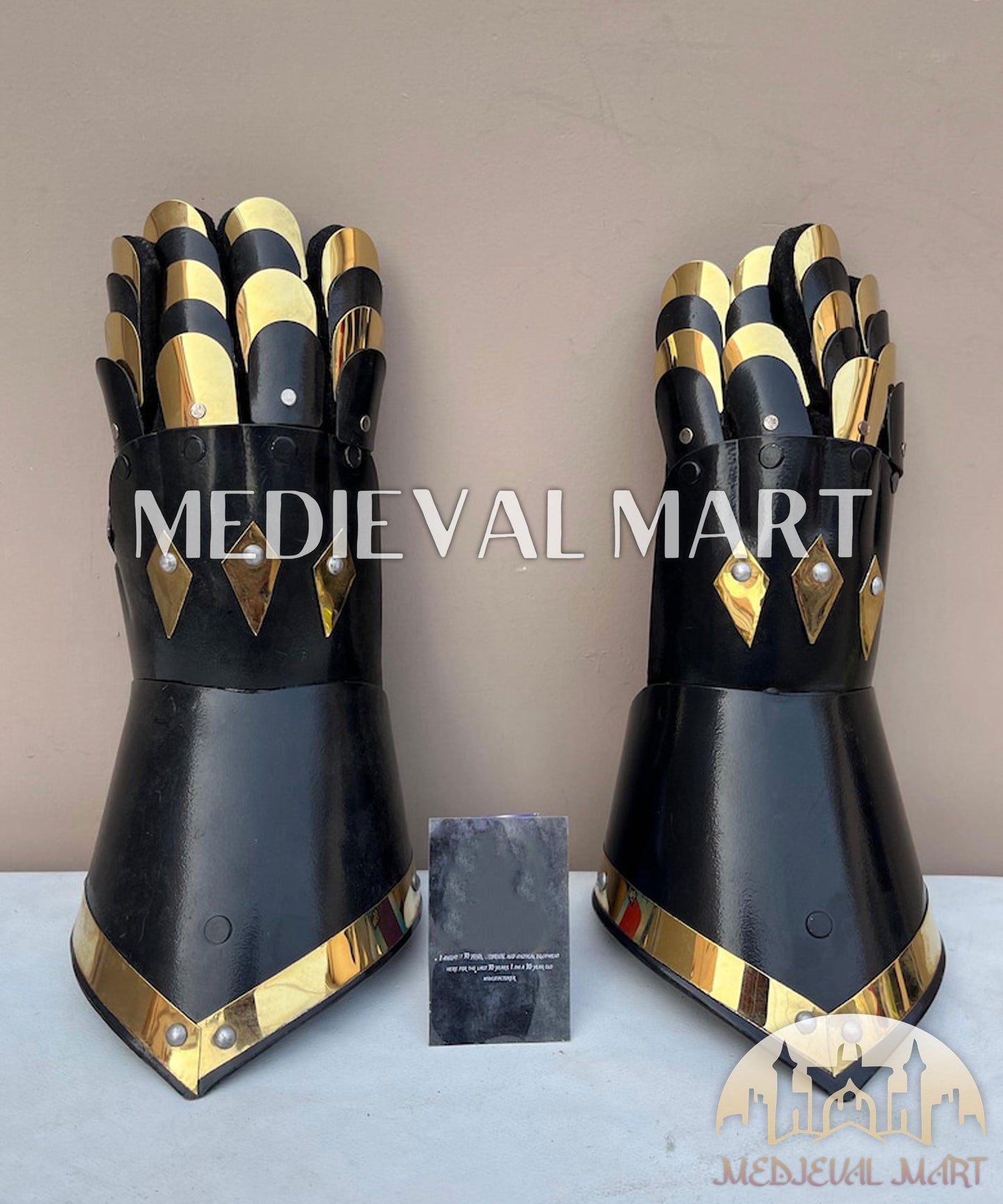 MEDIEVALMART FR Ensemble Exclusif De Gantelets Noirs Inspirés De Sauron Witcher LOTR Avec Décor Doré