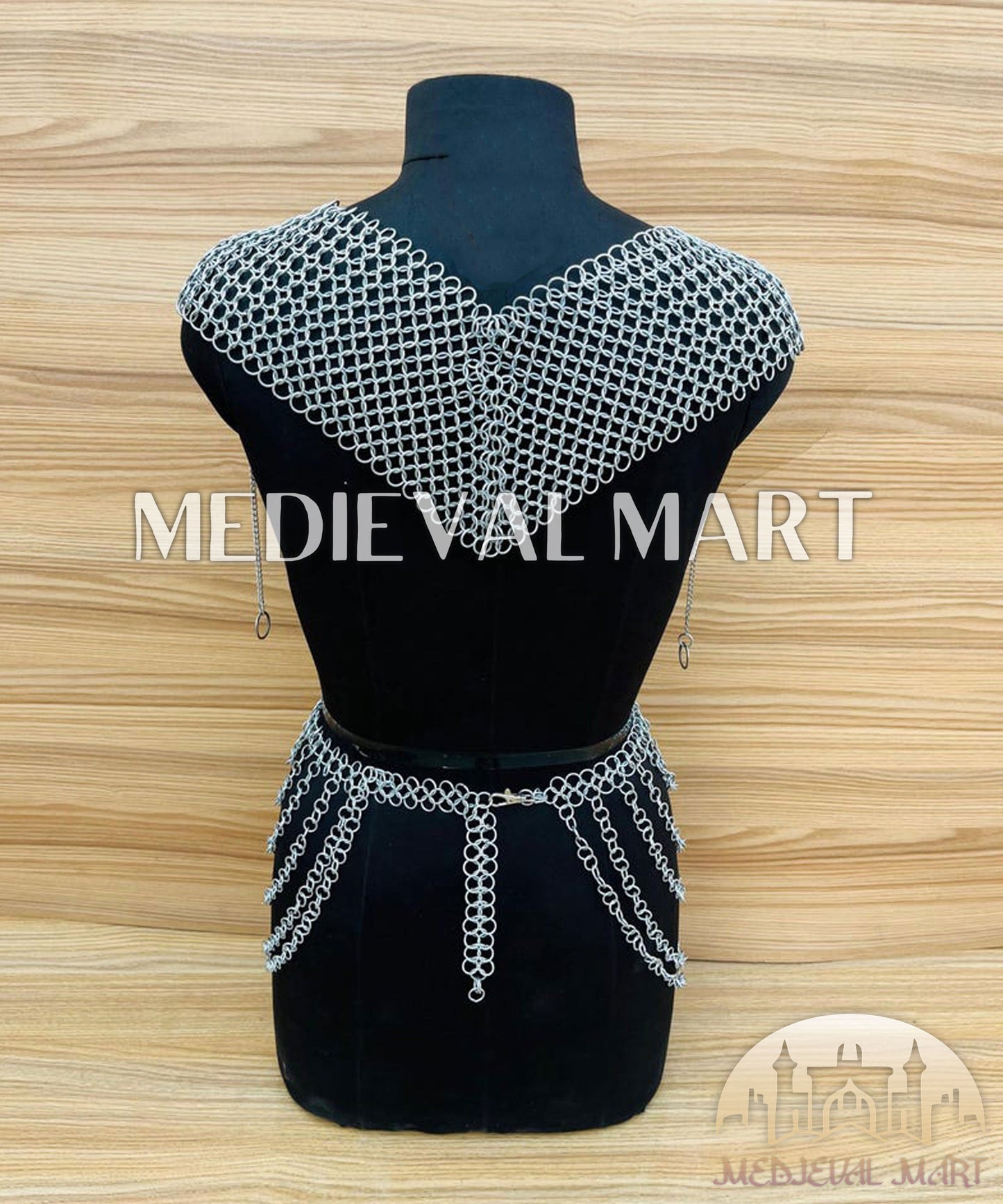 MEDIEVALMART FR Bouclier Viking Iconique Valhalla Noir/Gris – Ivar le Désossé avec Pointes en Fer | Cadeau pour Papa