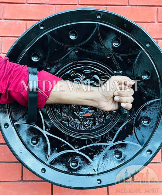 MEDIEVALMART FR Bouclier Médiéval Templier Inspiré de la Croix Zelda & Diable en Bois – Finition Bleue & Or | Cadeau pour Noël