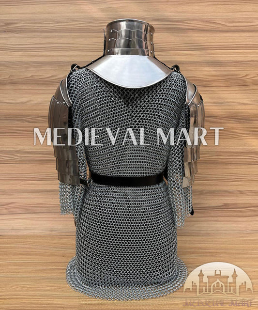 MEDIEVALMART FR Bouclier Viking Iconique Valhalla Noir/Gris – Ivar le Désossé avec Pointes en Fer | Cadeau pour Papa