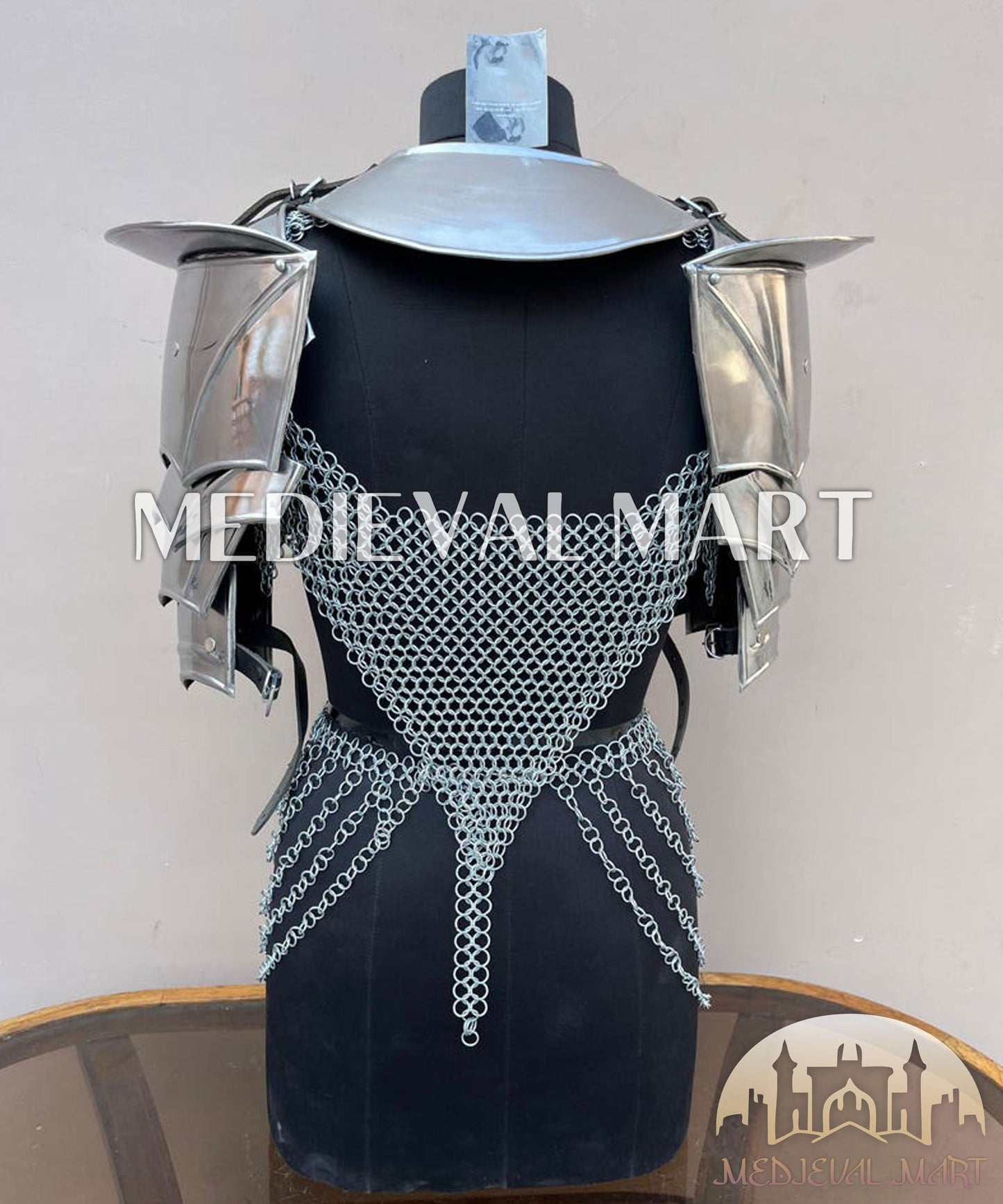 MEDIEVALMART FR Bouclier Viking Iconique Valhalla Noir/Gris – Ivar le Désossé avec Pointes en Fer | Cadeau pour Papa