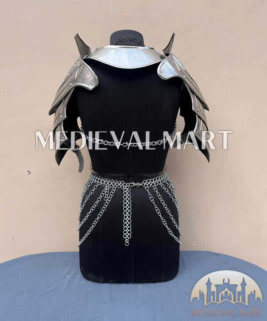 MEDIEVALMART FR Bouclier Viking Iconique Valhalla Noir/Gris – Ivar le Désossé avec Pointes en Fer | Cadeau pour Papa