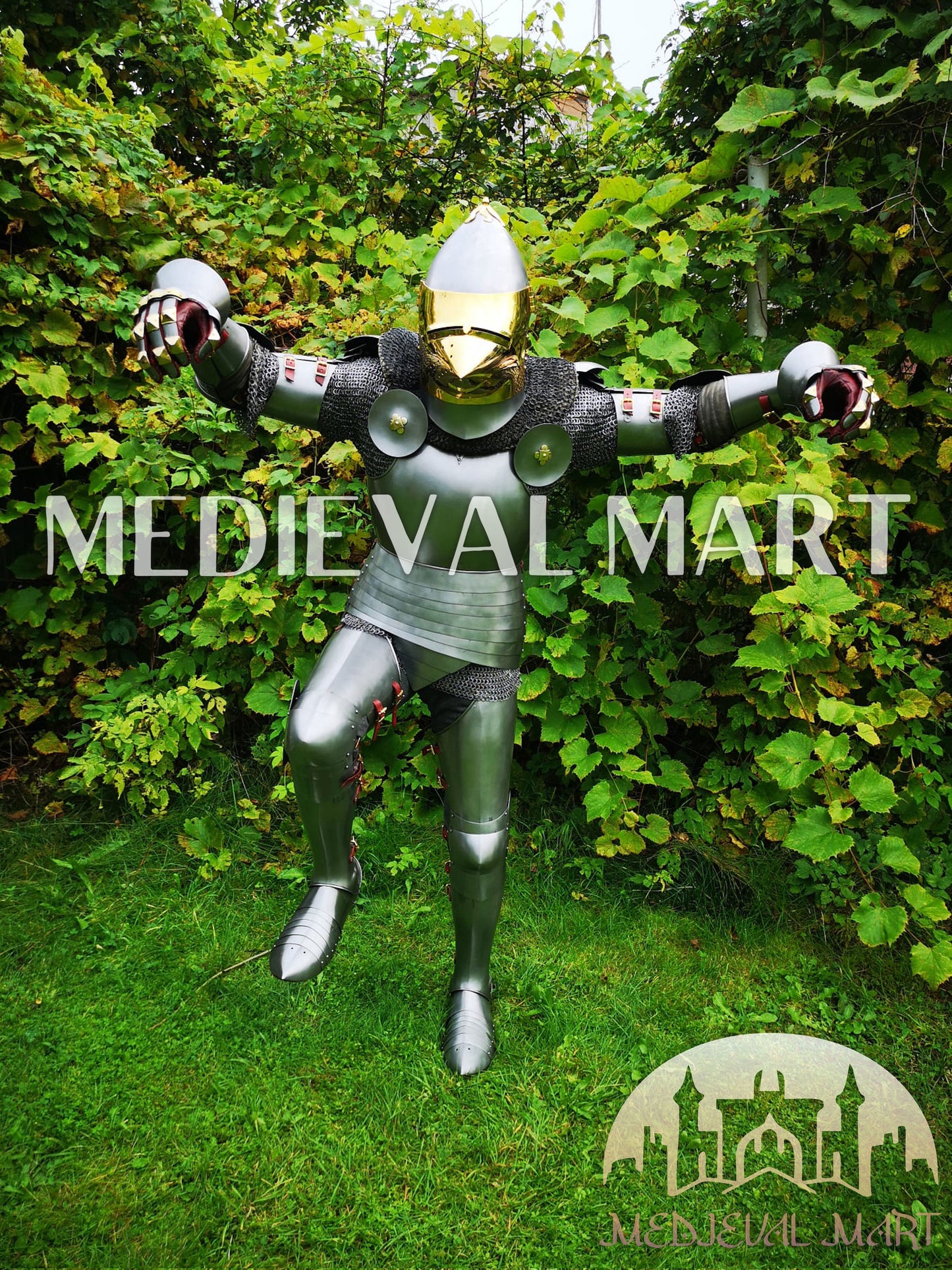 MEDIEVALMART FR Armure Médiévale de l’Empire Romain Kastenbrust – Armure Complète en Plaques avec Épée Alexander (ROA 1332)