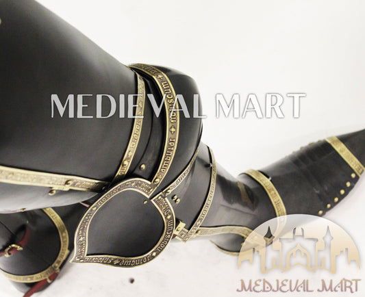 MEDIEVALMART FR Armure de Combat du XIVe Siècle – Ensemble Complet d’Armure de Buhurt avec Bassinet Klappvisor & Épée