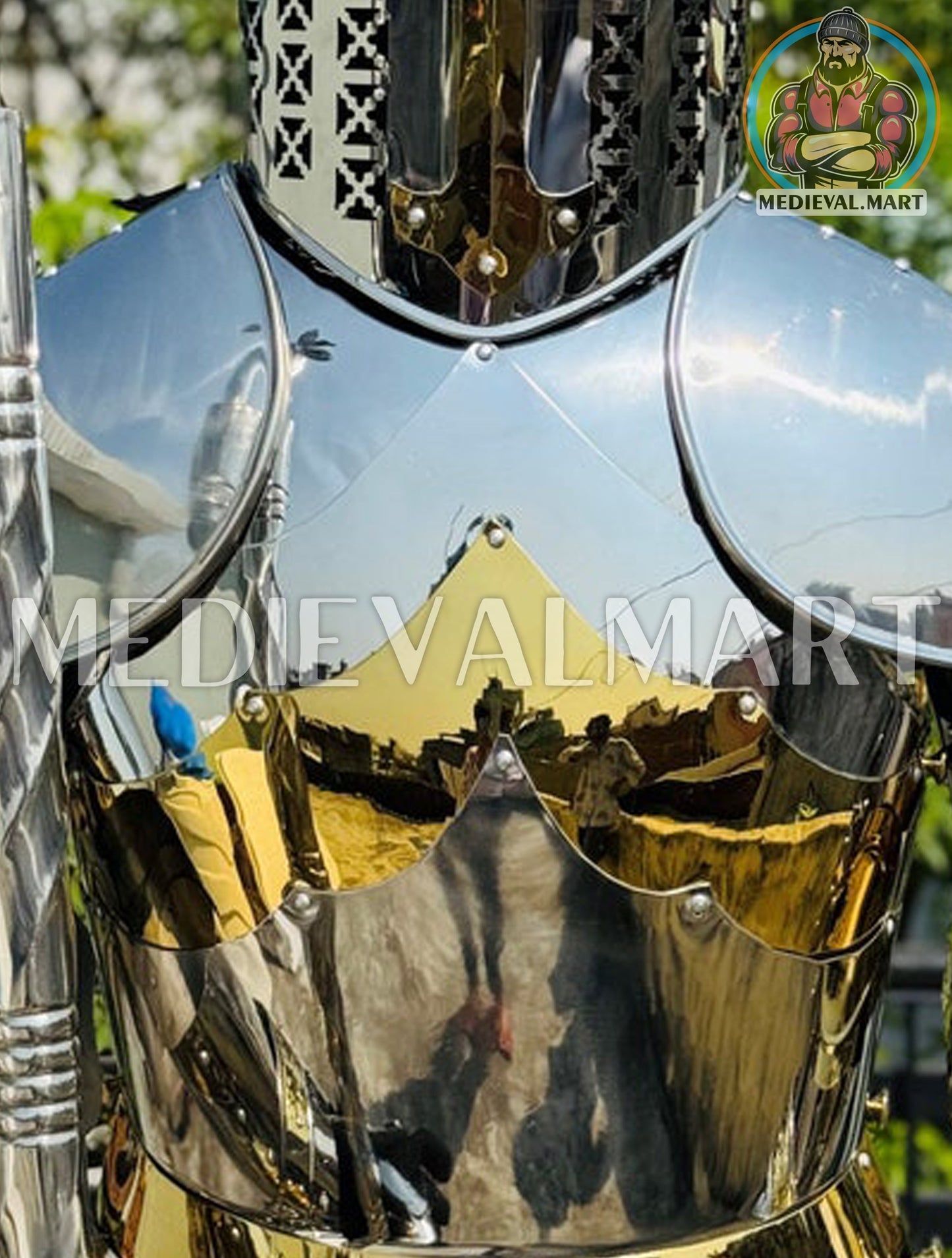 MEDIEVALMART FR Armure Médiévale de l’Empire Romain Kastenbrust – Armure Complète en Plaques avec Épée Alexander (ROA 1332)