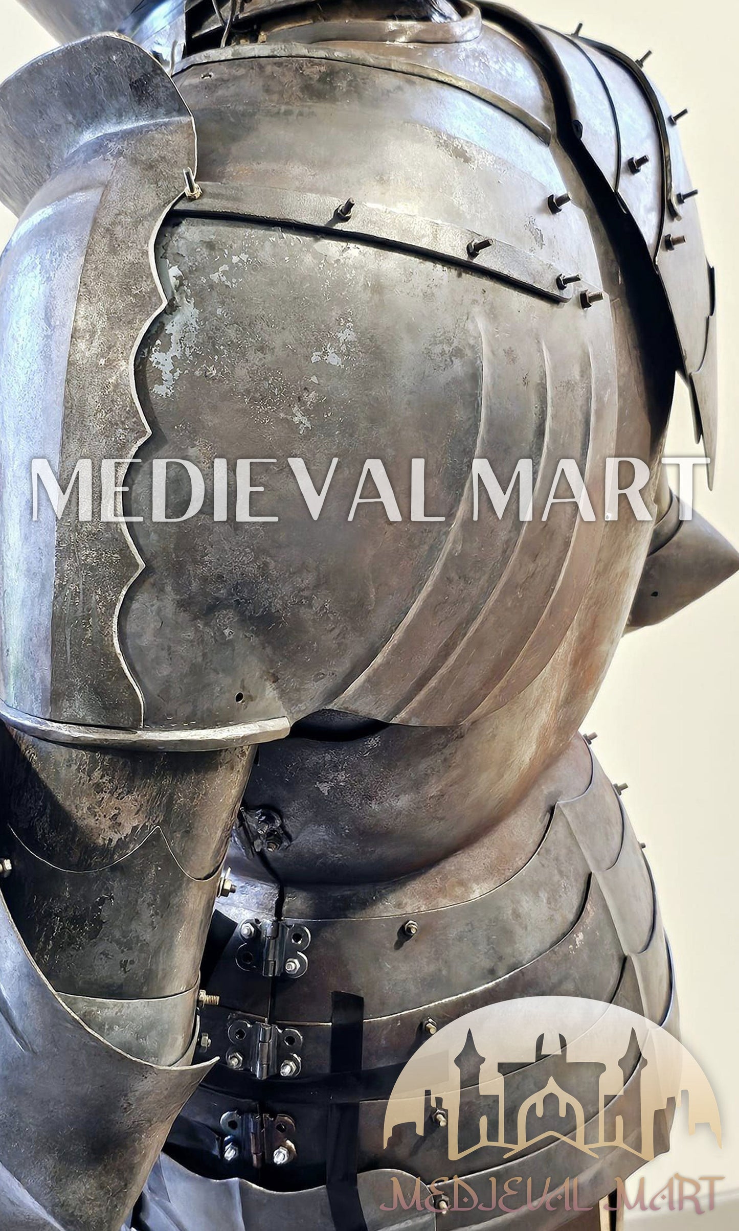 MEDIEVALMART FR Armure de Combat du XIVe Siècle – Ensemble Complet d’Armure de Buhurt avec Bassinet Klappvisor & Épée