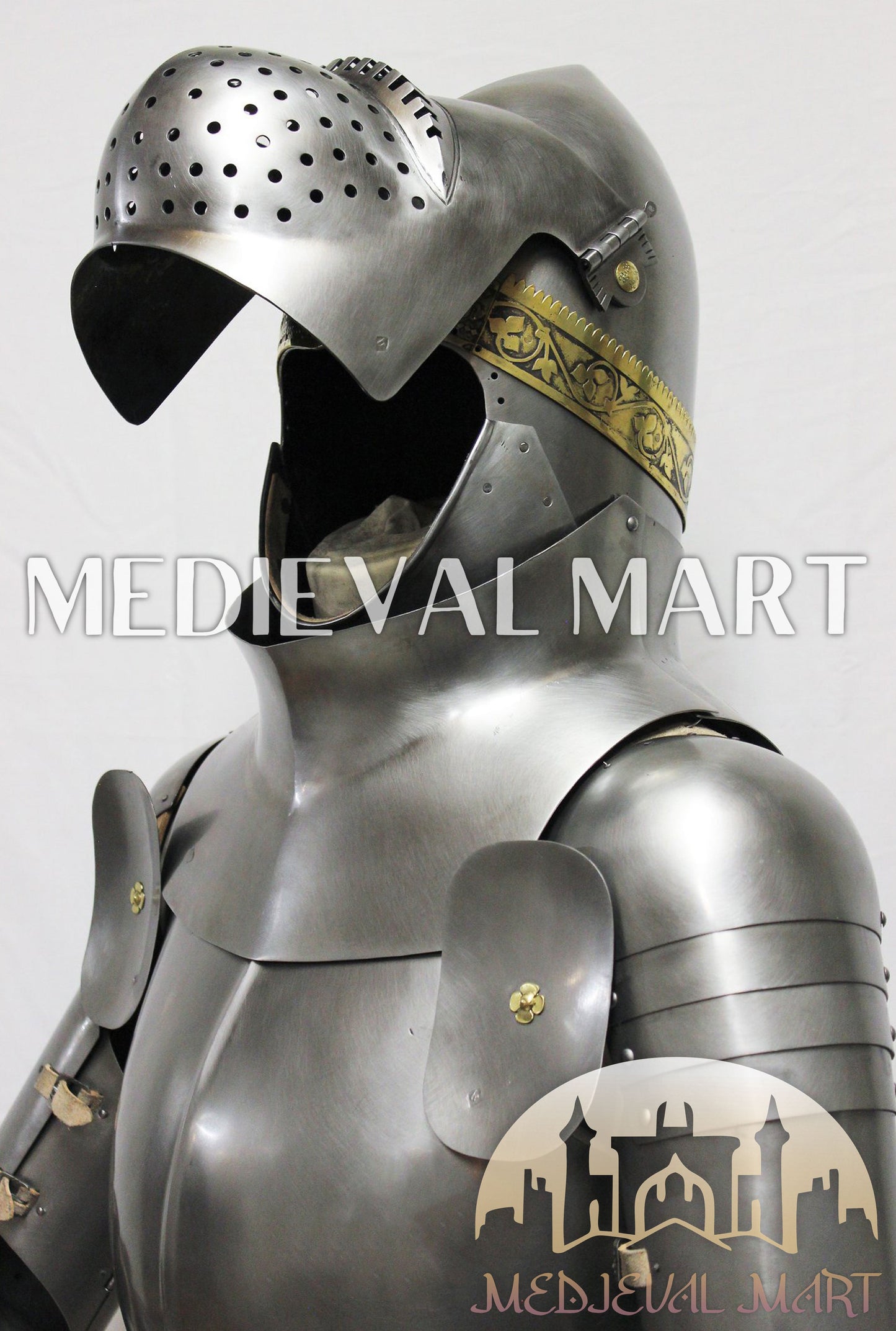 MEDIEVALMART FR Armure de Combat du XIVe Siècle – Ensemble Complet d’Armure de Buhurt avec Bassinet Klappvisor & Épée